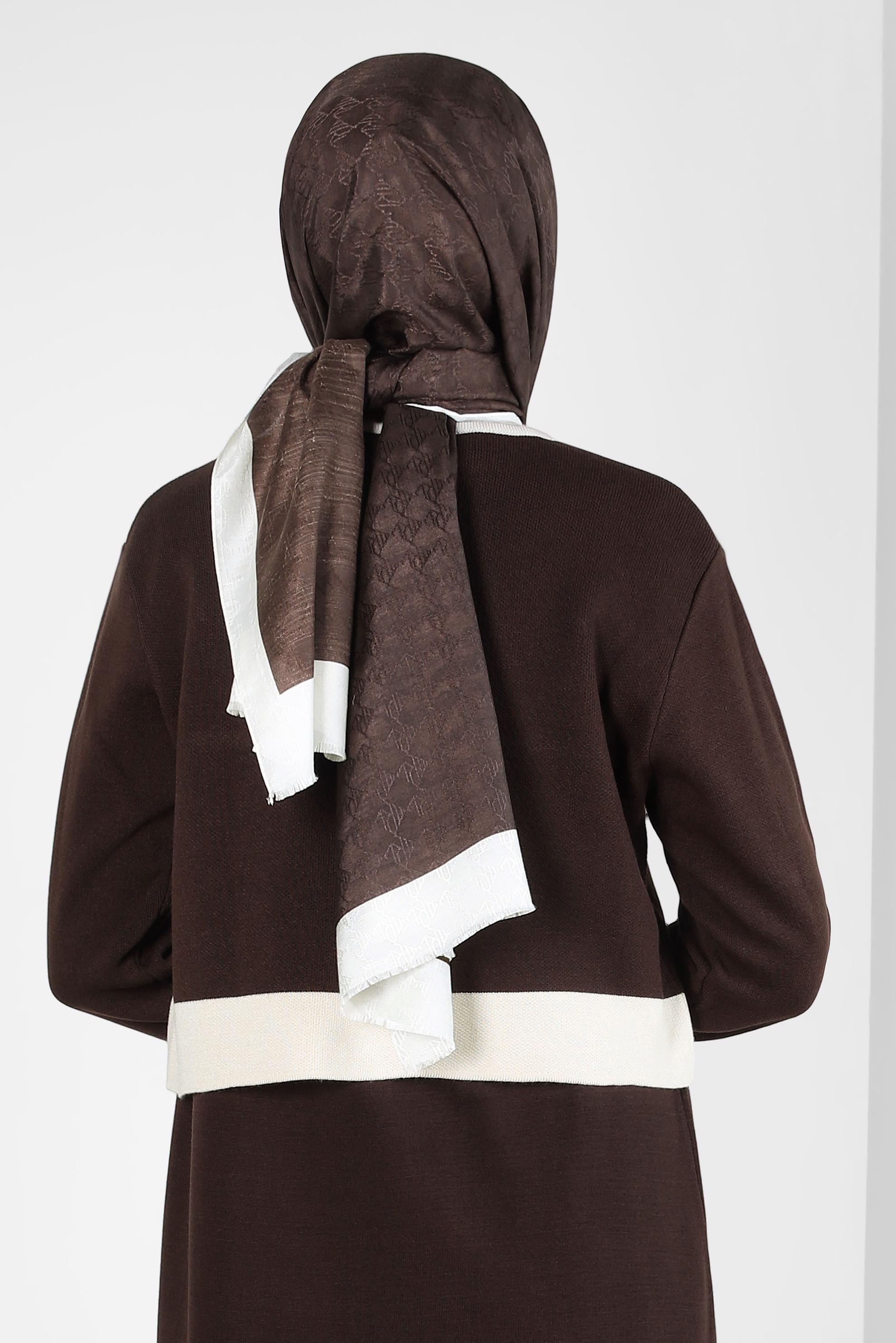 Tesettür giyim KAHVE ALVİNA JAKARLI ŞAL 8307