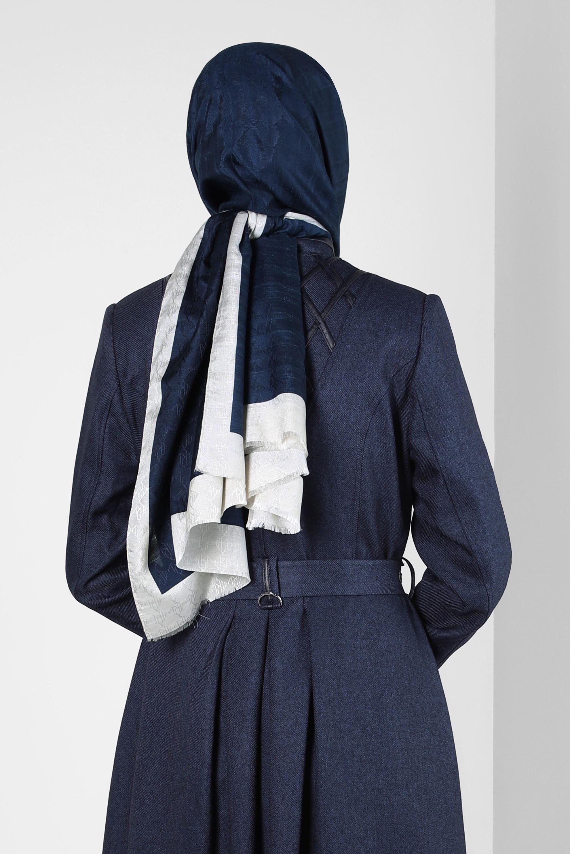 Tesettür giyim LACİVERT ALVİNA JAKARLI ŞAL 8307