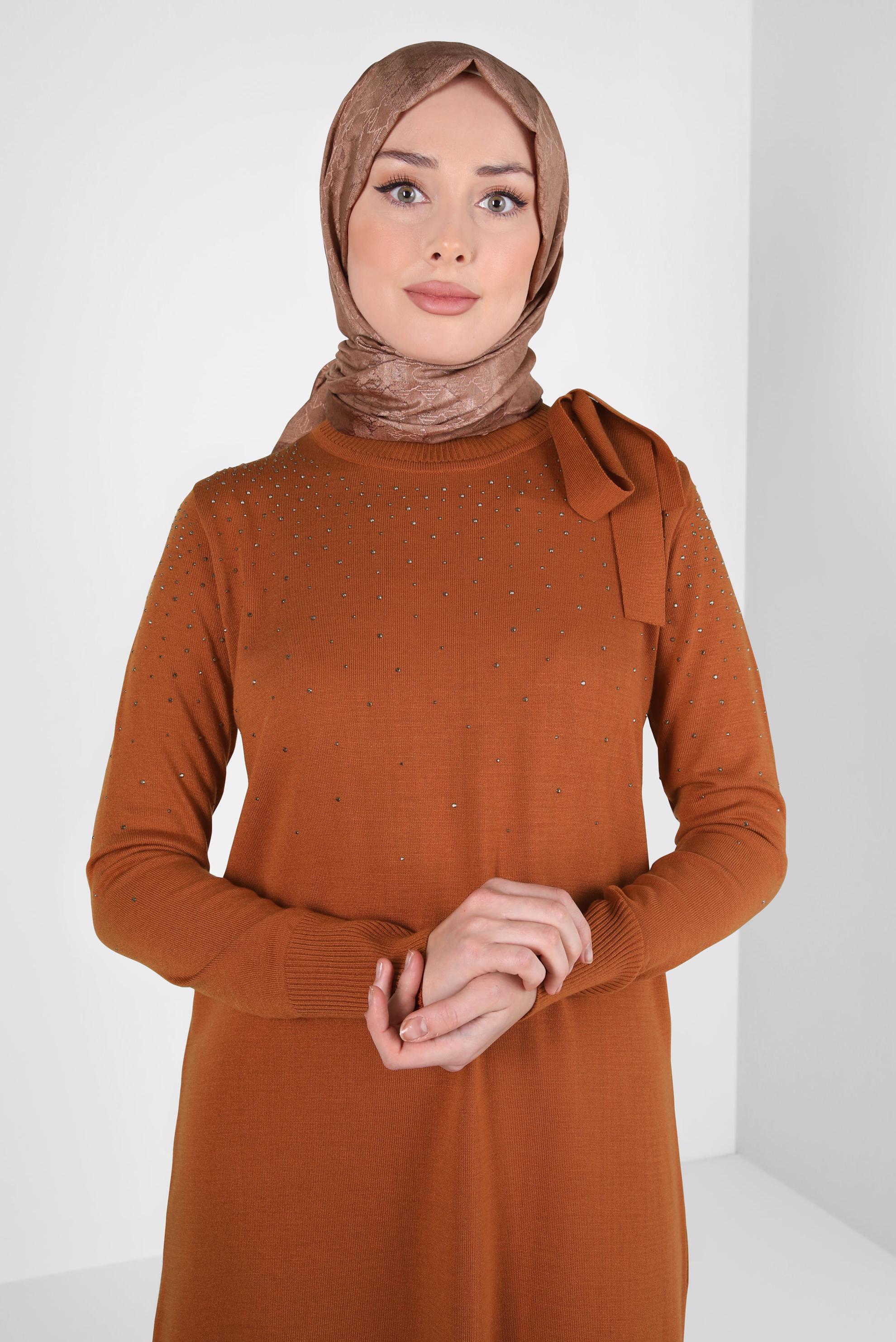 Tesettür giyim KAHVE ALVİNA JAKARLI ŞAL 8307