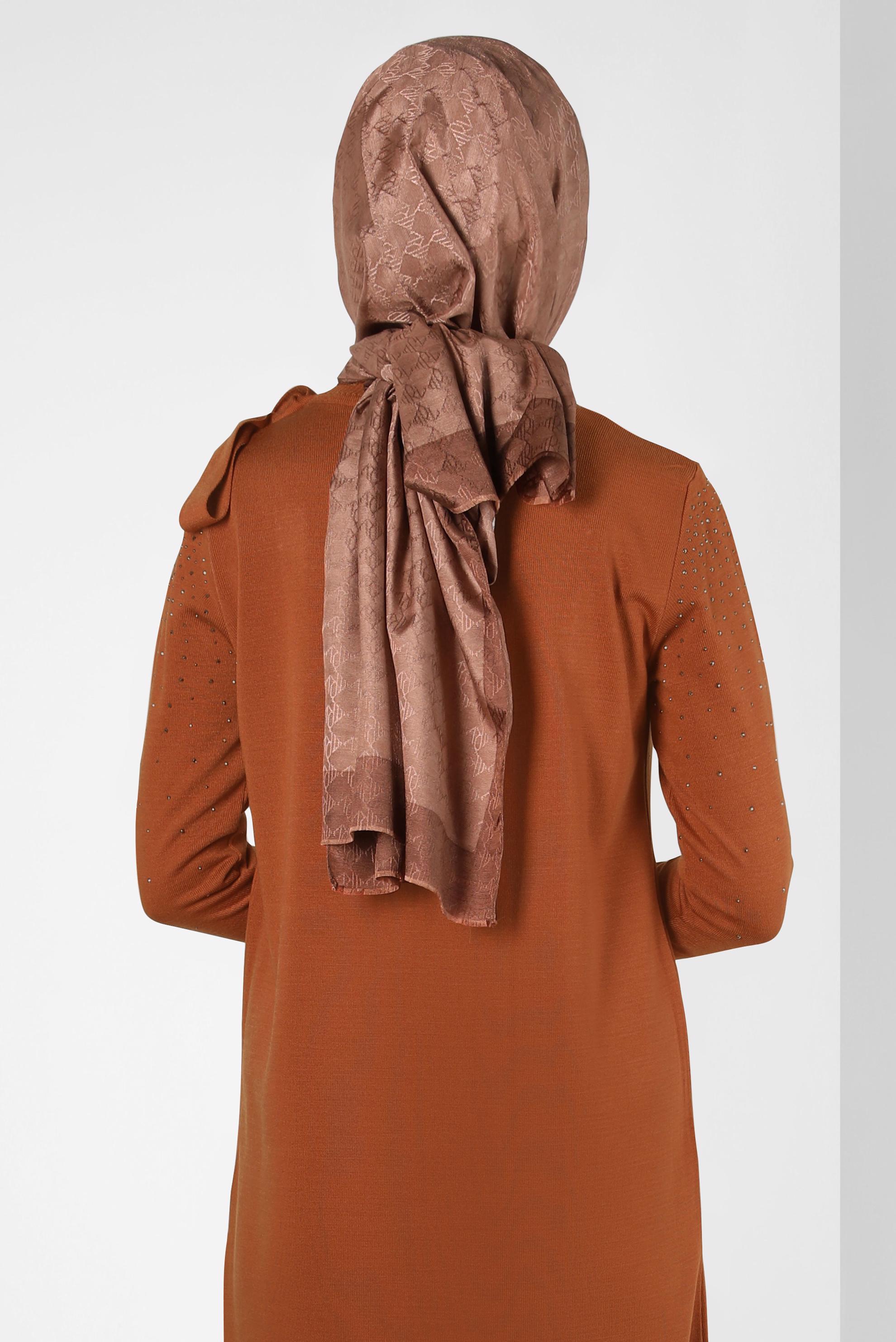 Tesettür giyim KAHVE ALVİNA JAKARLI ŞAL 8307