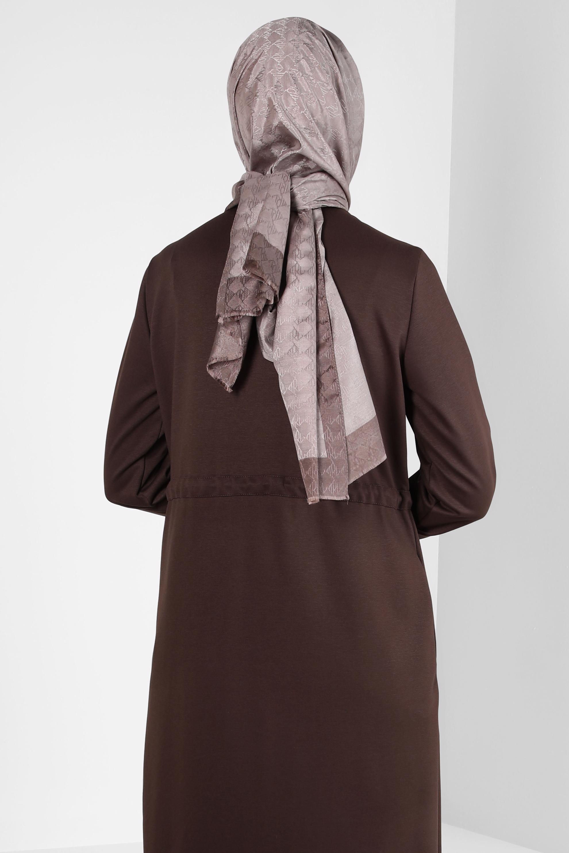 Tesettür giyim VİZON ALVİNA JAKARLI ŞAL 8307