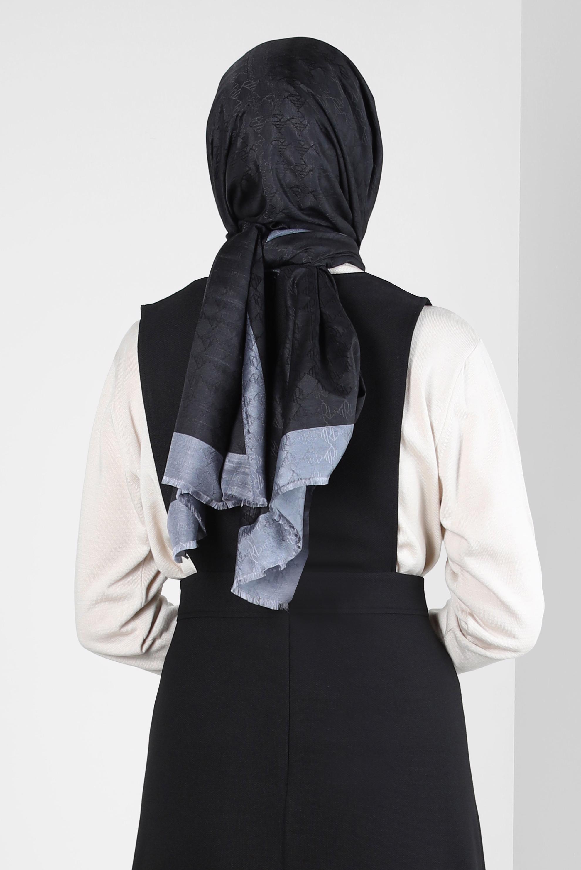 Tesettür giyim SİYAH ALVİNA JAKARLI ŞAL 8307