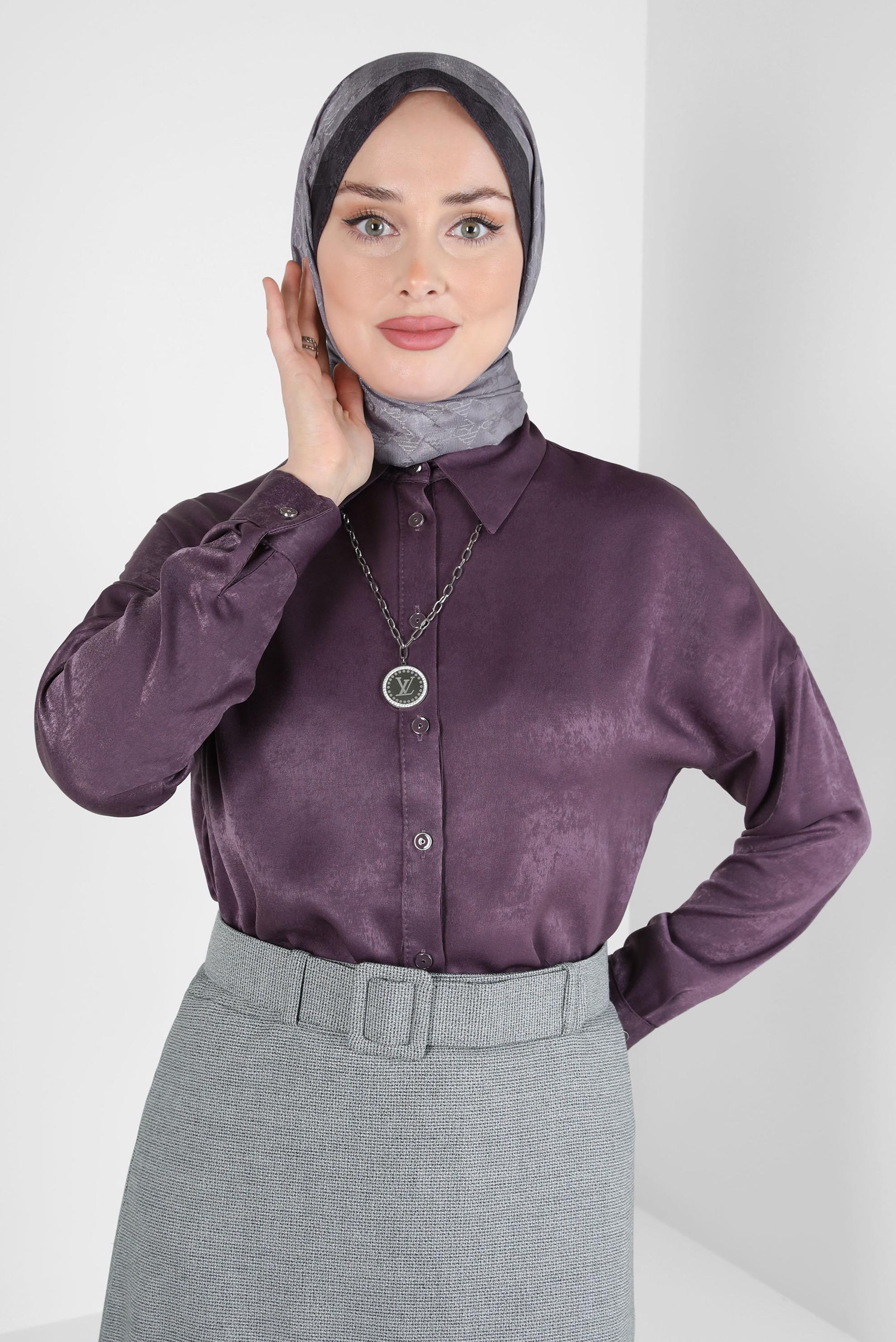 Tesettür giyim GRİ ALVİNA JAKARLI ŞAL 8307