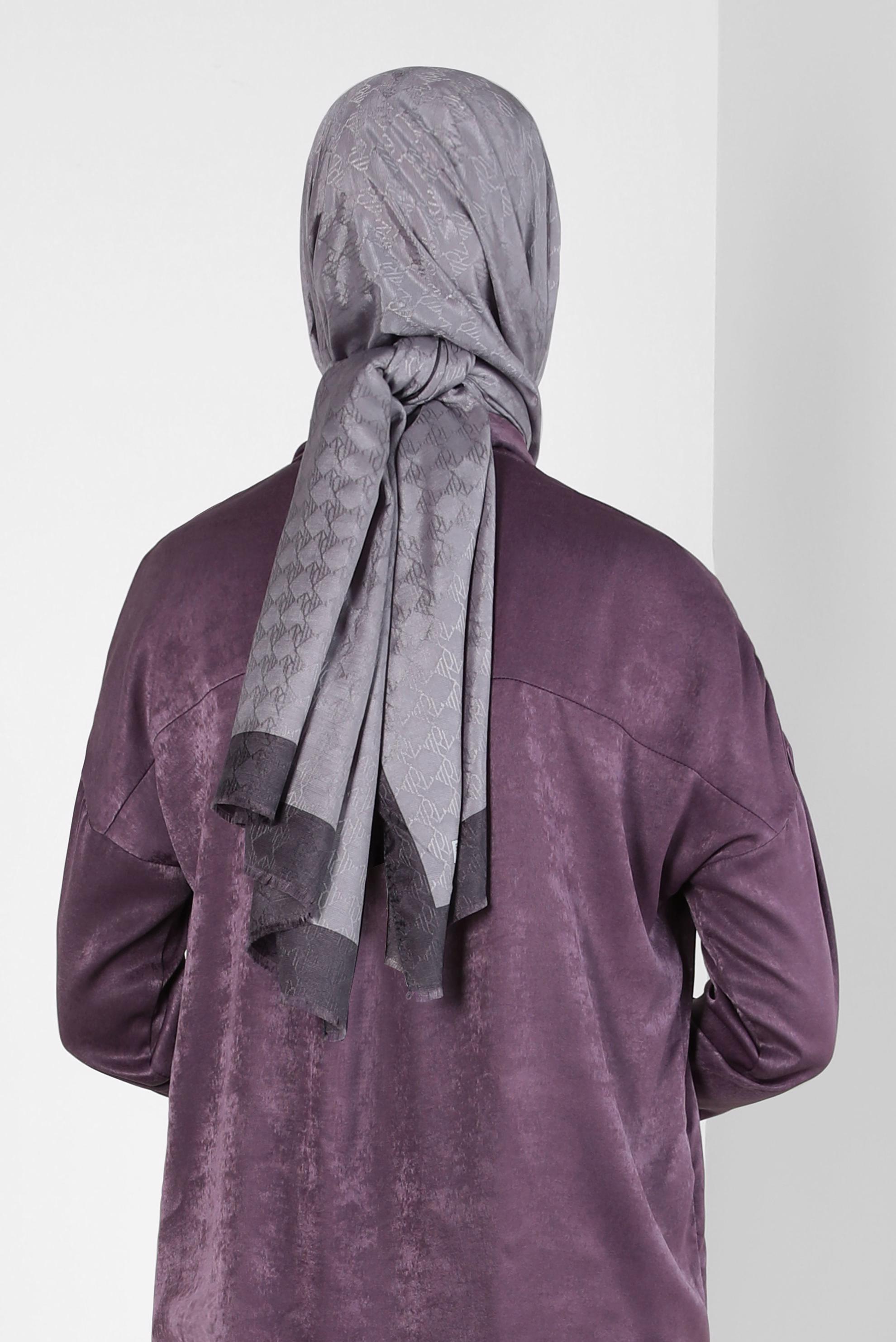 Tesettür giyim GRİ ALVİNA JAKARLI ŞAL 8307