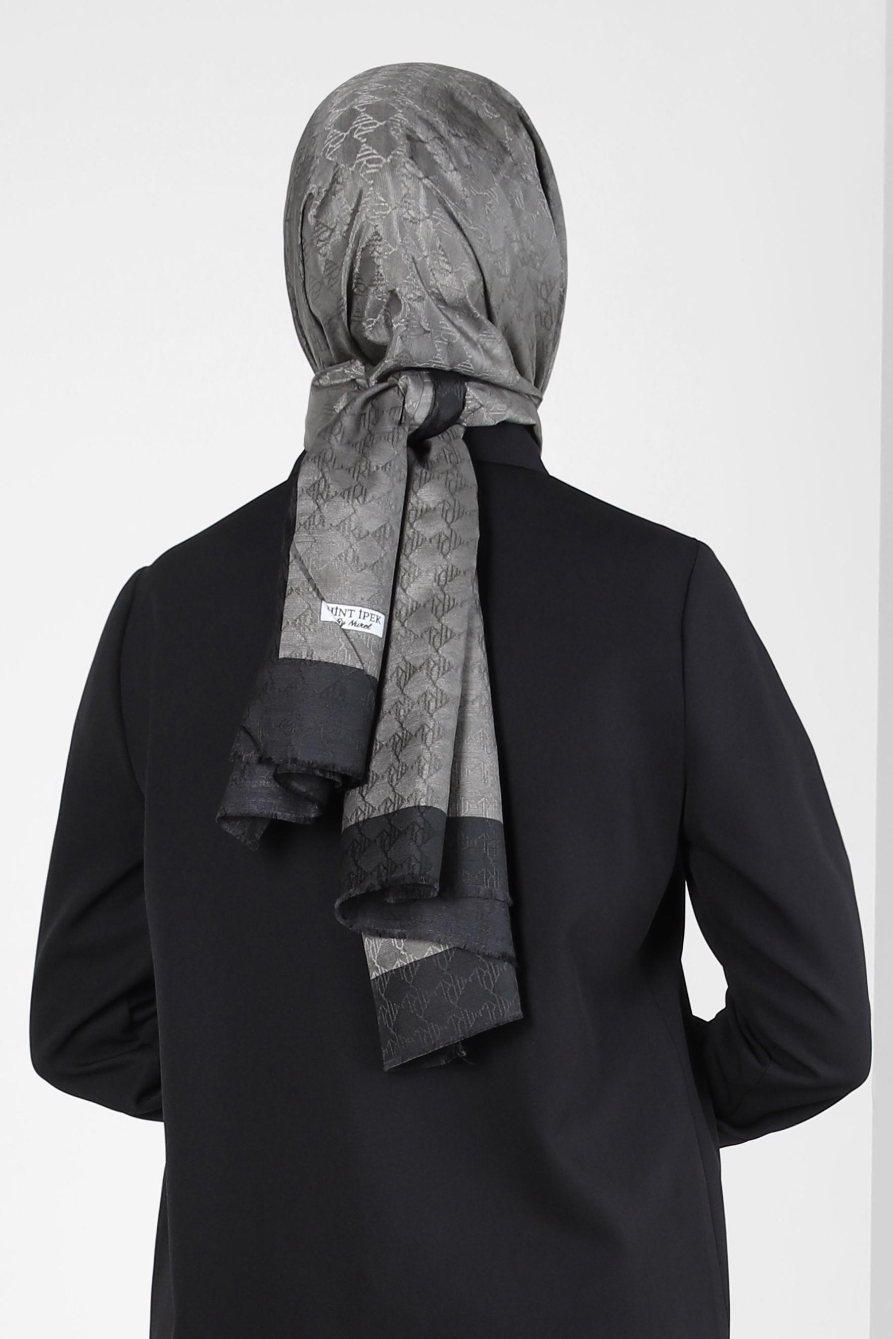 Tesettür giyim GRİ ALVİNA JAKARLI ŞAL 8307