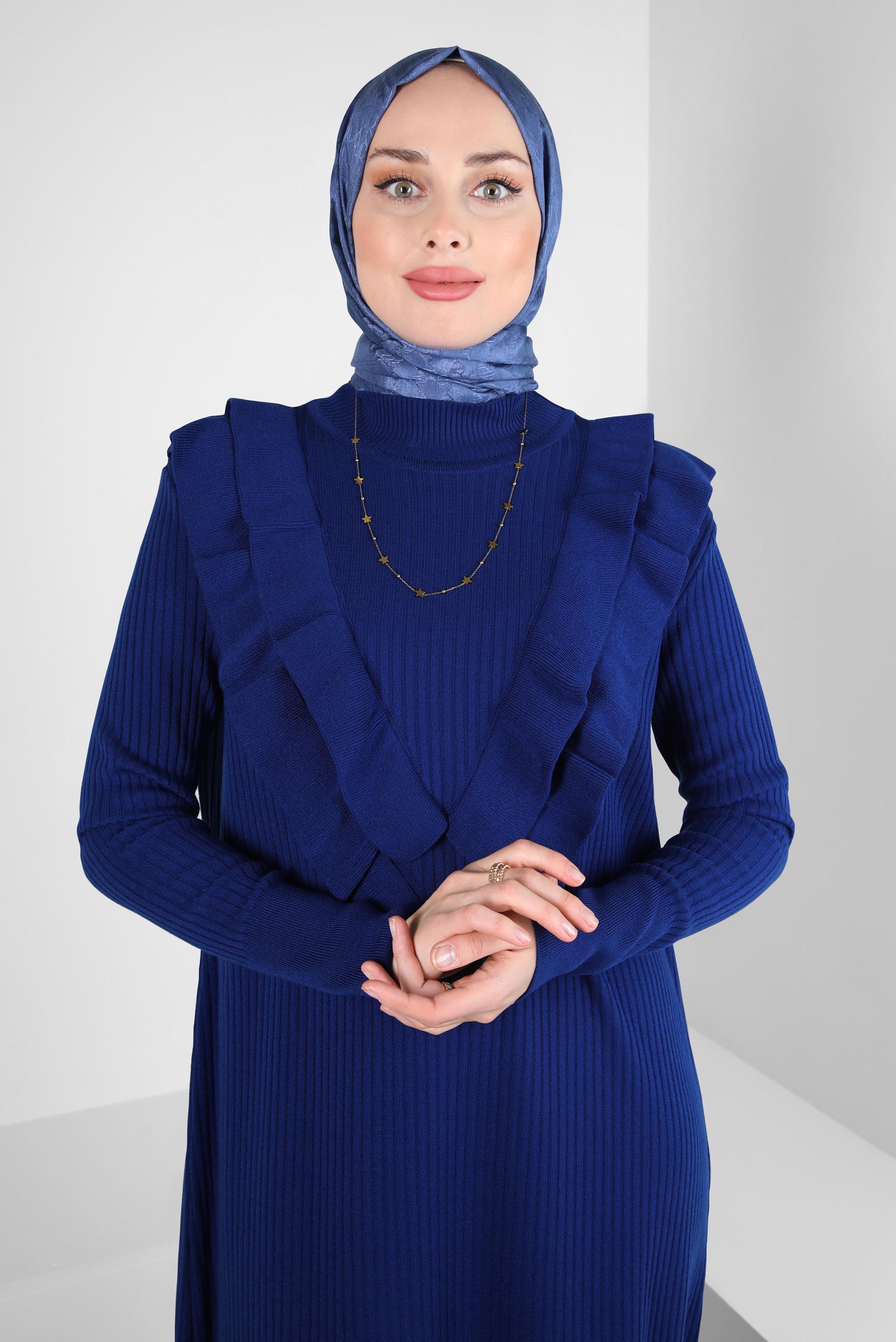 Tesettür giyim LACİVERT ALVİNA JAKARLI ŞAL 8307