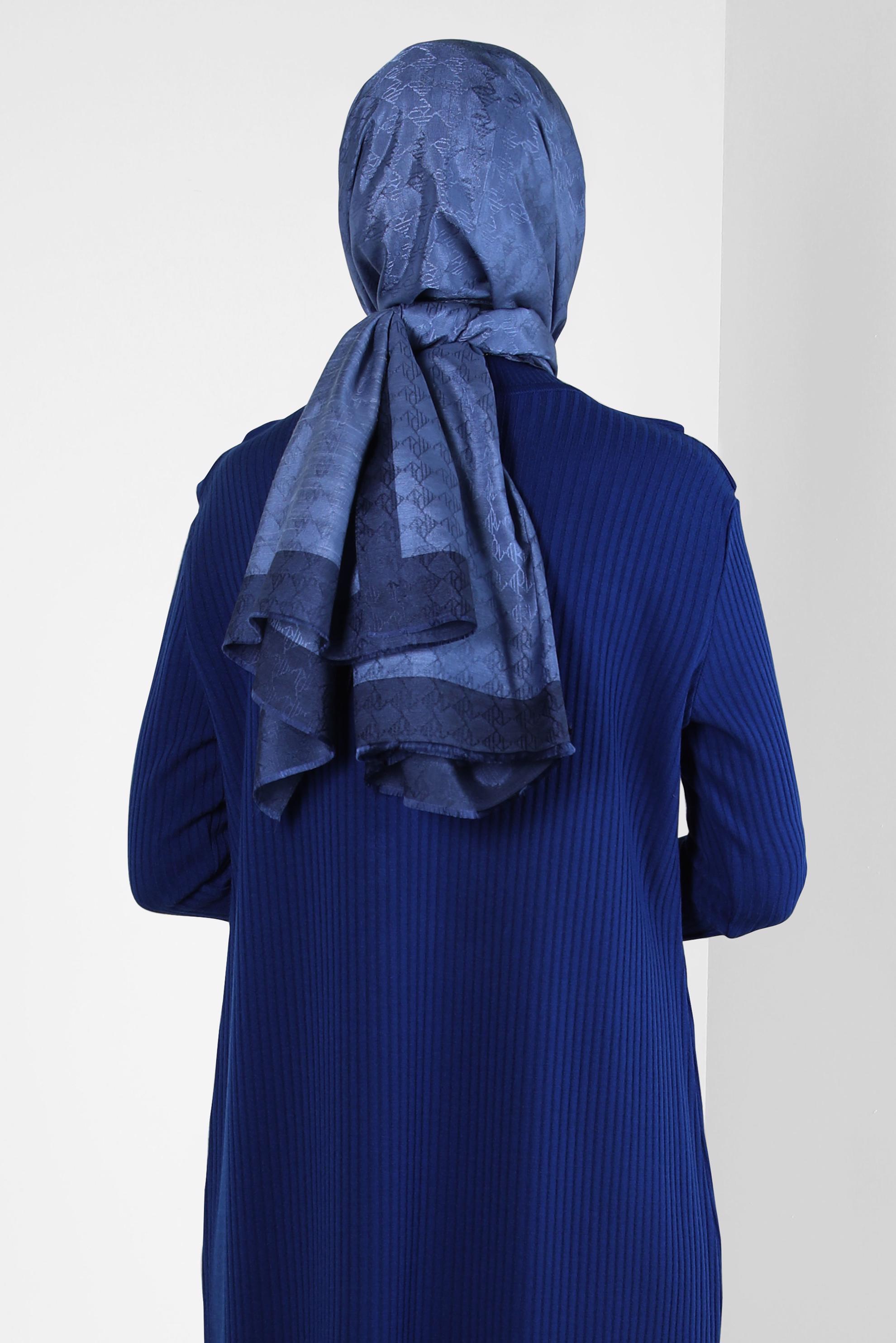 Tesettür giyim LACİVERT ALVİNA JAKARLI ŞAL 8307