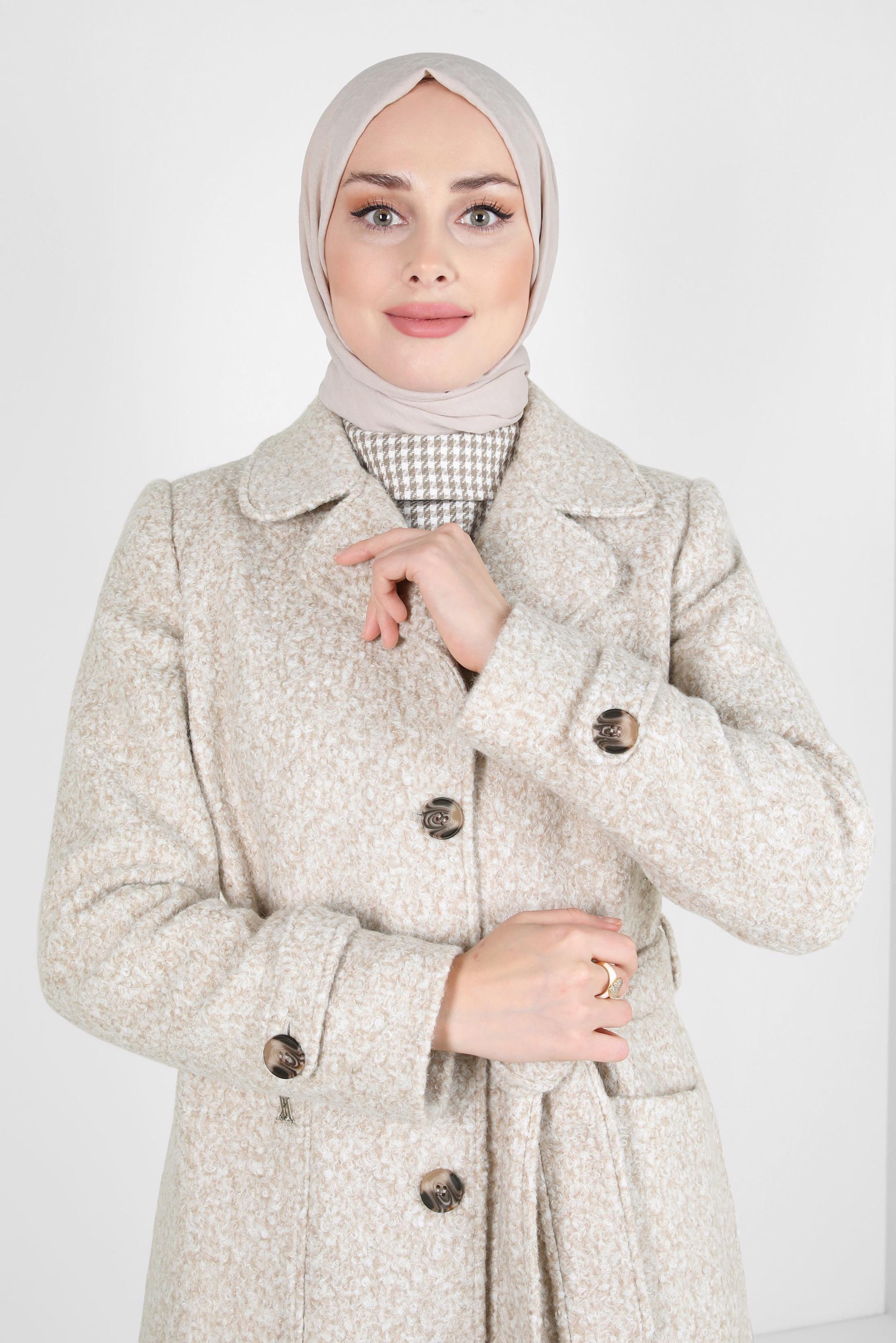 Tesettür giyim EKRU ALVİNA ŞAL 8310