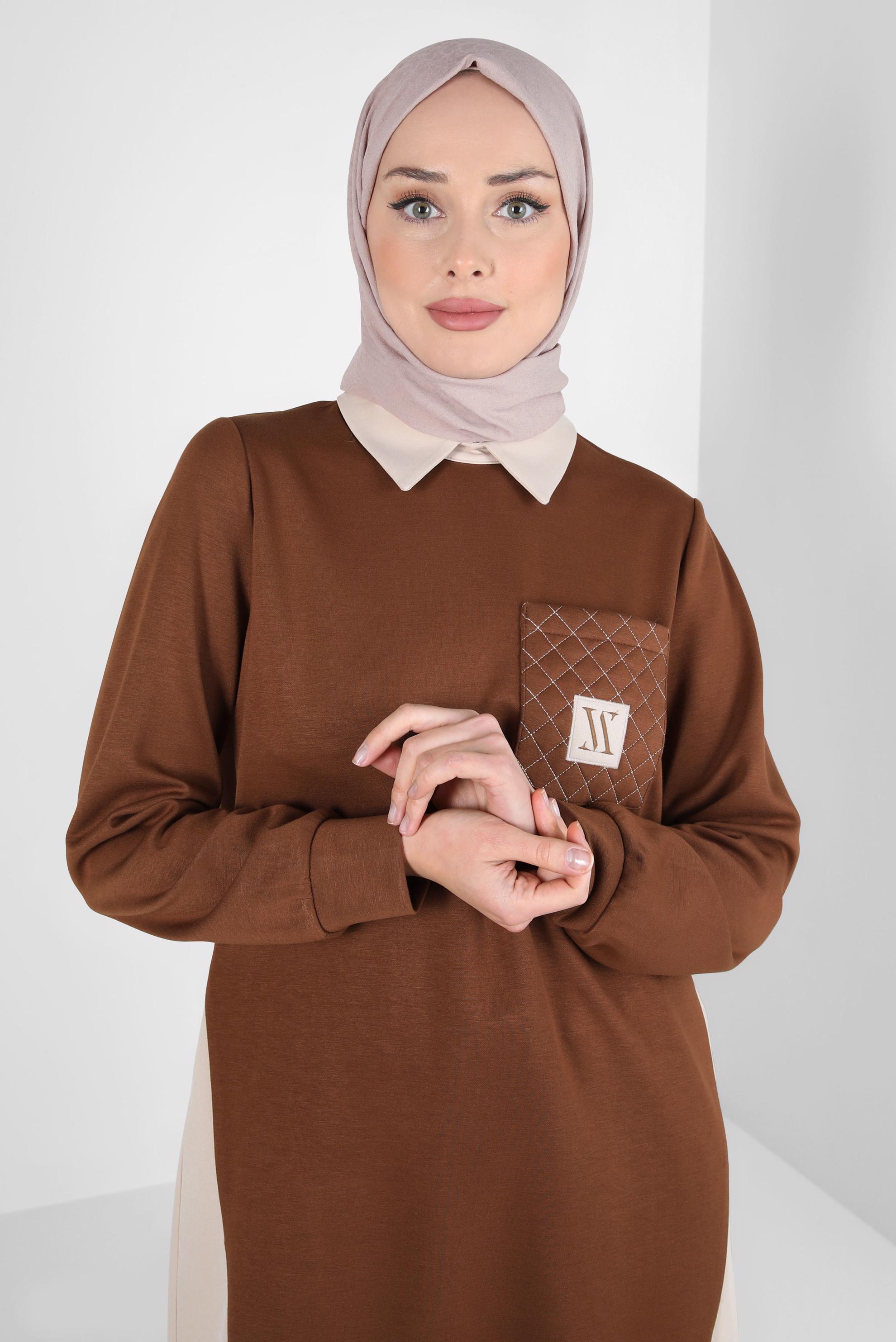 Tesettür giyim BEJ ALVİNA ŞAL 8310