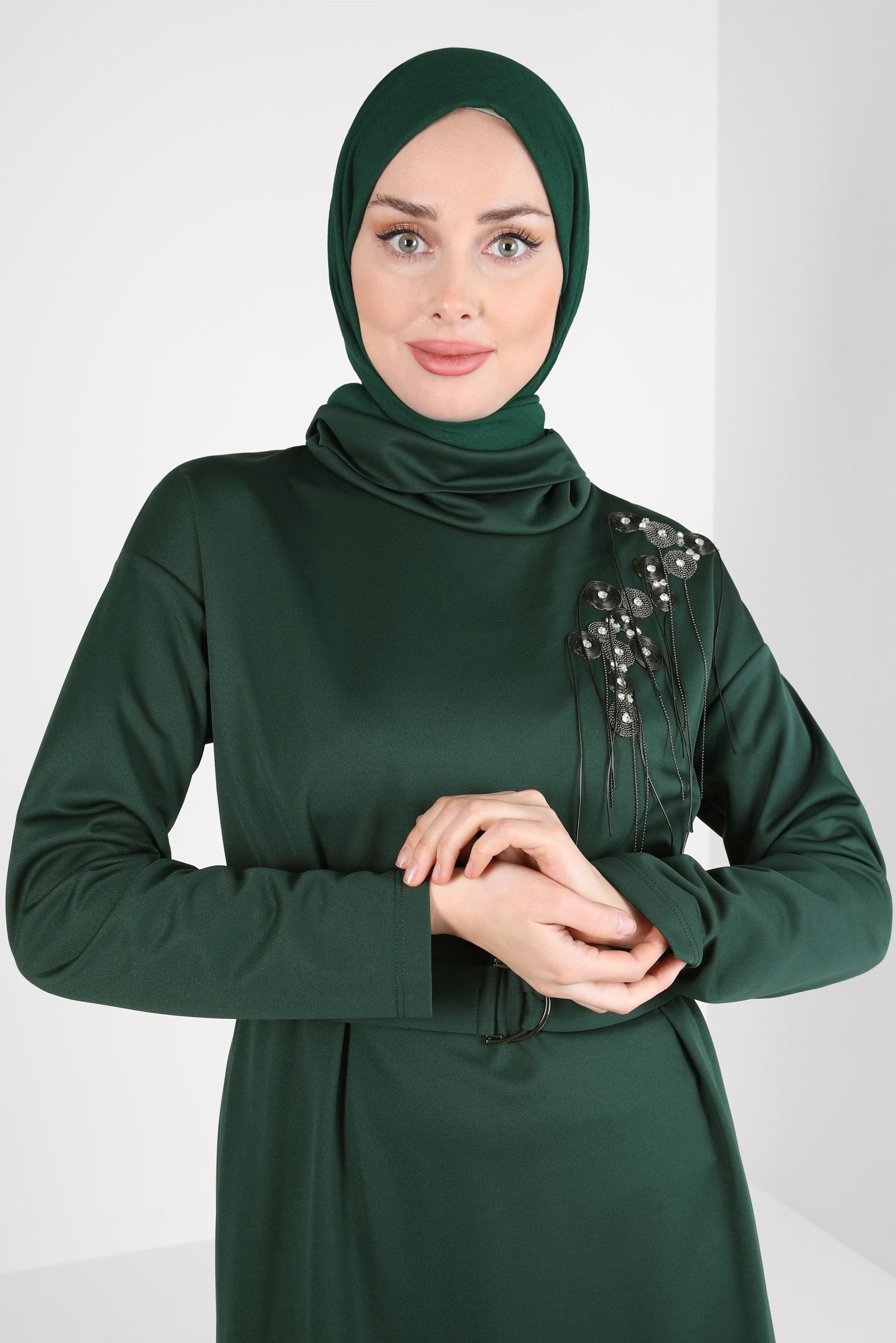 Tesettür giyim YEŞİL ALVİNA ŞAL 8310
