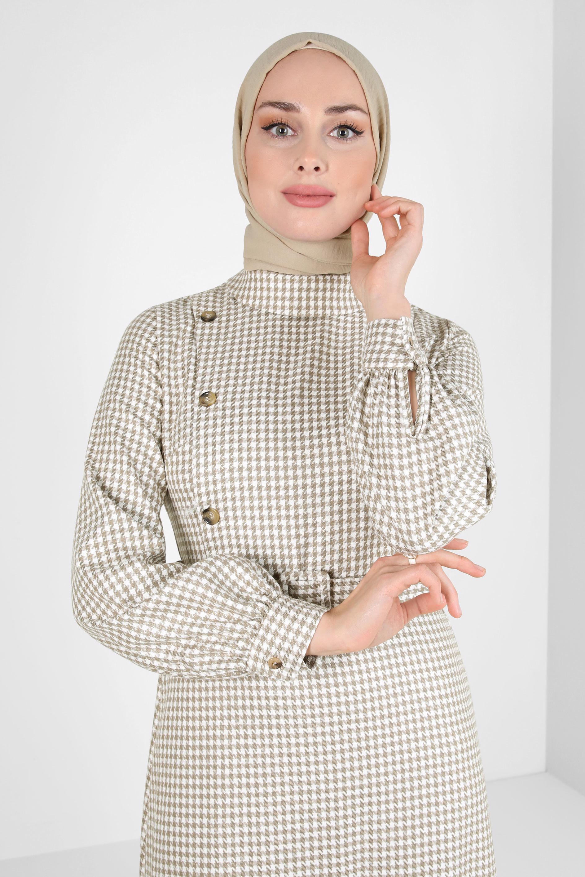 Tesettür giyim BEJ ALVİNA ŞAL 8311