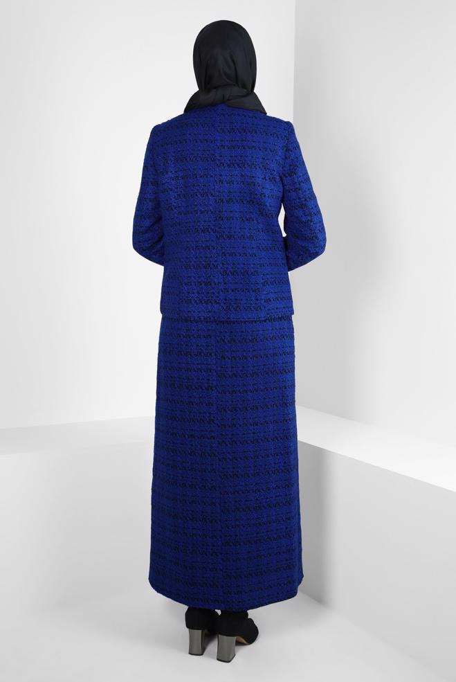 Vêtements hijab BLEU MARINE COSTUME JUPE AVEC BROCHE 30403 - ALVİNA