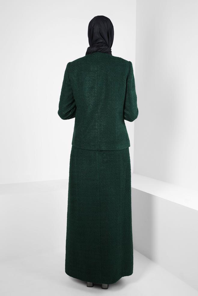 Vêtements hijab VERT COSTUME JUPE AVEC BROCHE 30403 - ALVİNA
