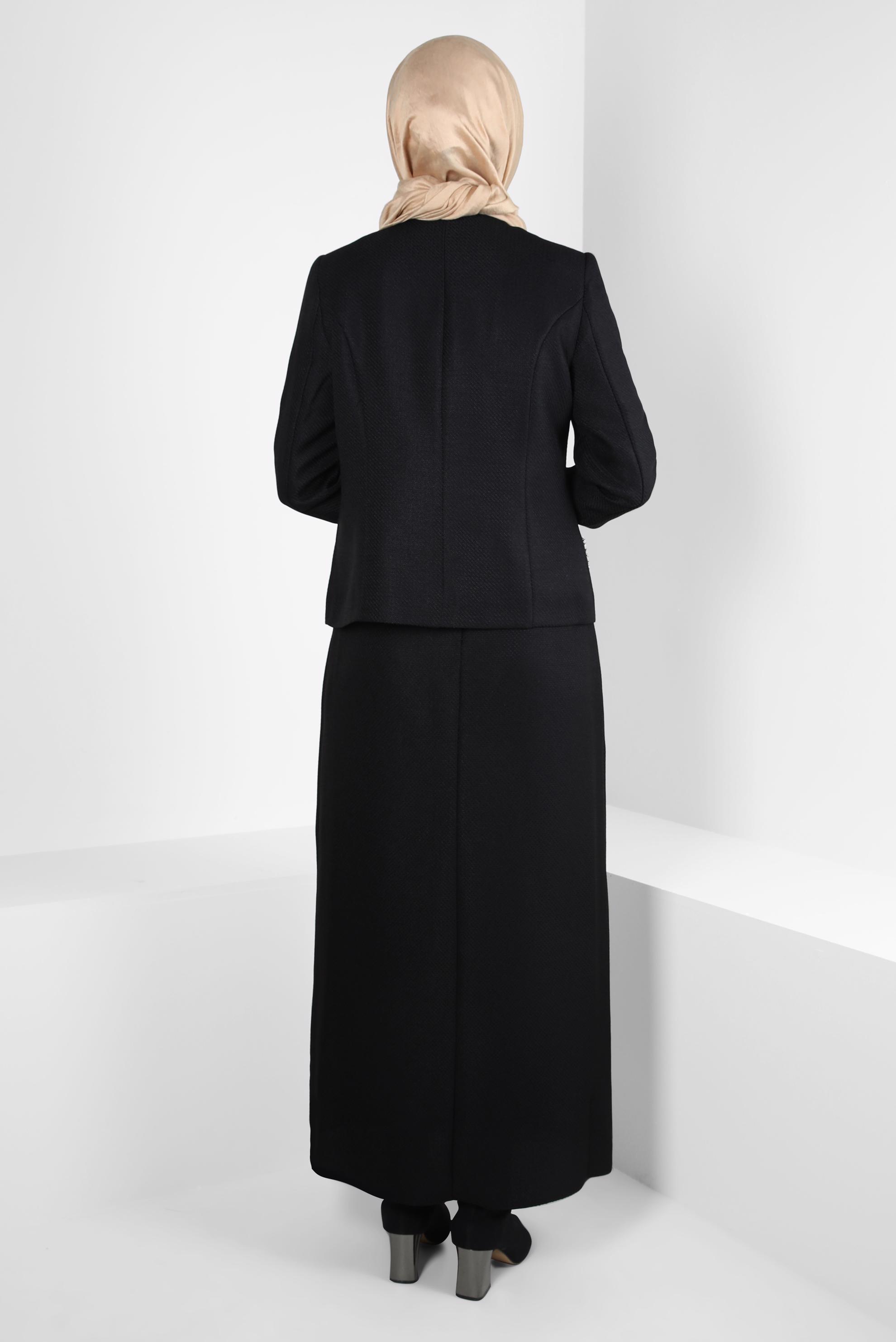 Tesettür giyim SİYAH İKİLİ ETEKLİ TAKIM 30407