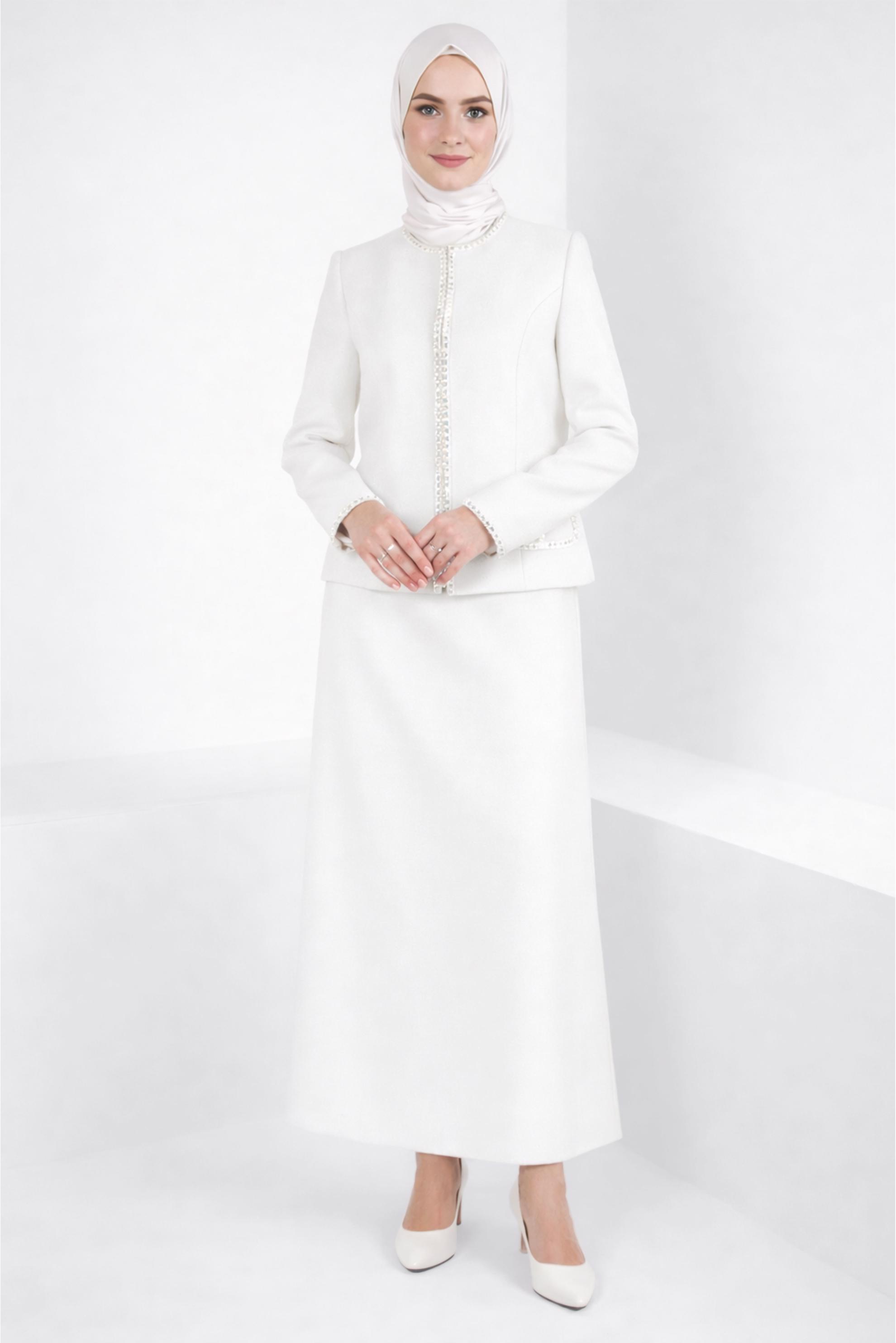 Vêtements hijab BLANC ENSEMBLE JUPE 30407