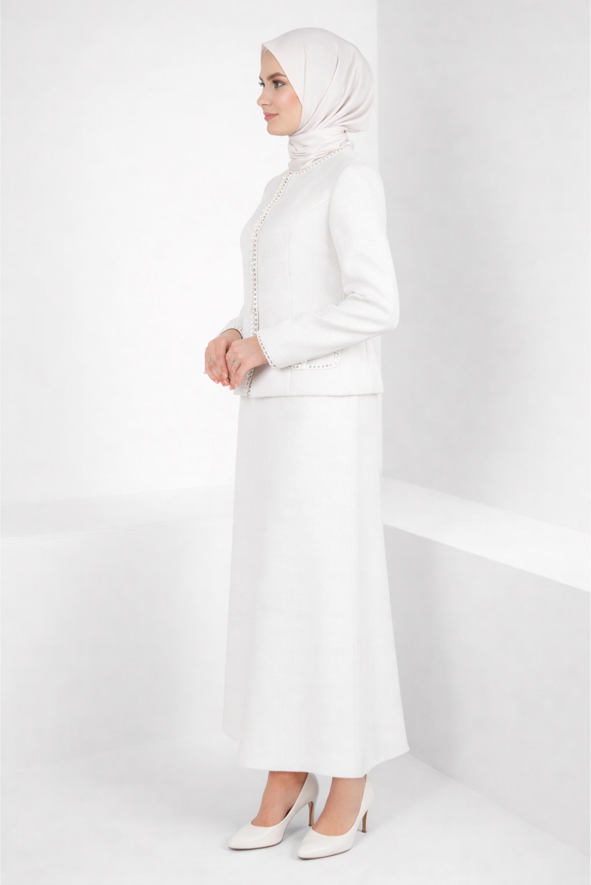 Vêtements hijab BLANC ENSEMBLE JUPE 30407