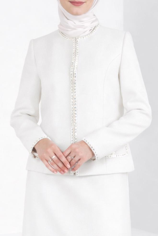 Vêtements hijab BLANC ENSEMBLE JUPE 30407 - ALVİNA