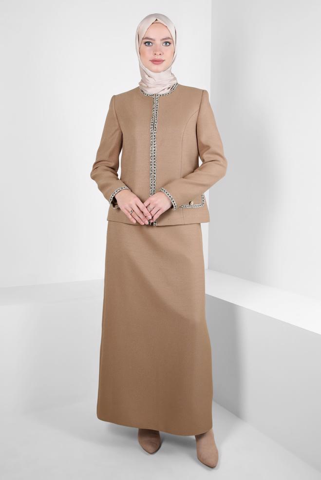 Vêtements hijab BRUN COSTUME À JUPE 30407 - ALVİNA
