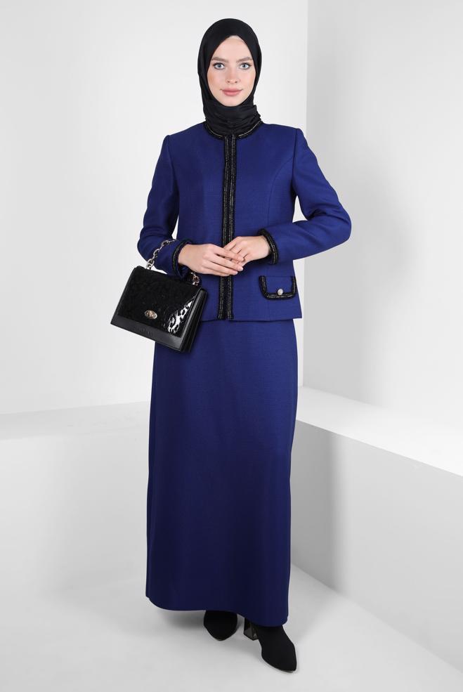 Vêtements hijab BLEU MARINE COSTUME À JUPE 30407 - ALVİNA