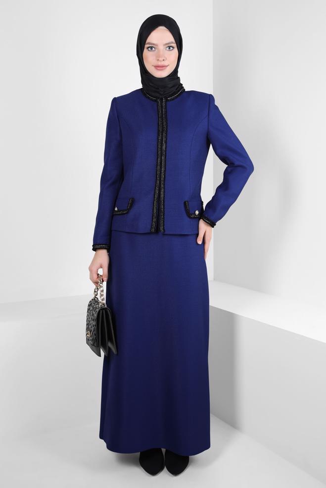 Vêtements hijab BLEU MARINE COSTUME À JUPE 30407 - ALVİNA