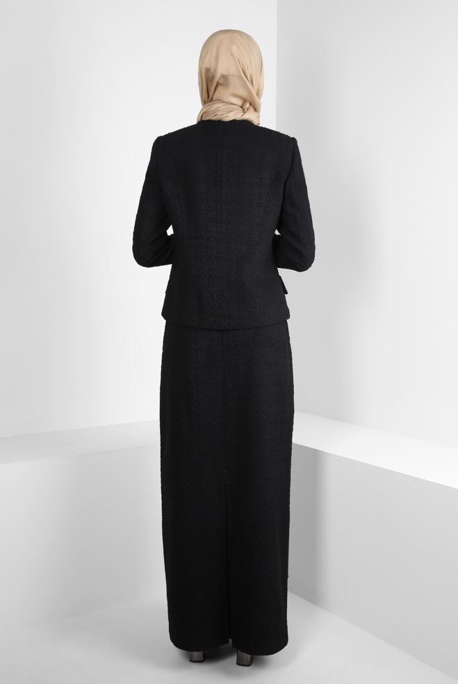 Vêtements hijab NOIR COSTUME À JUPE EN TWEED 30408 - ALVİNA