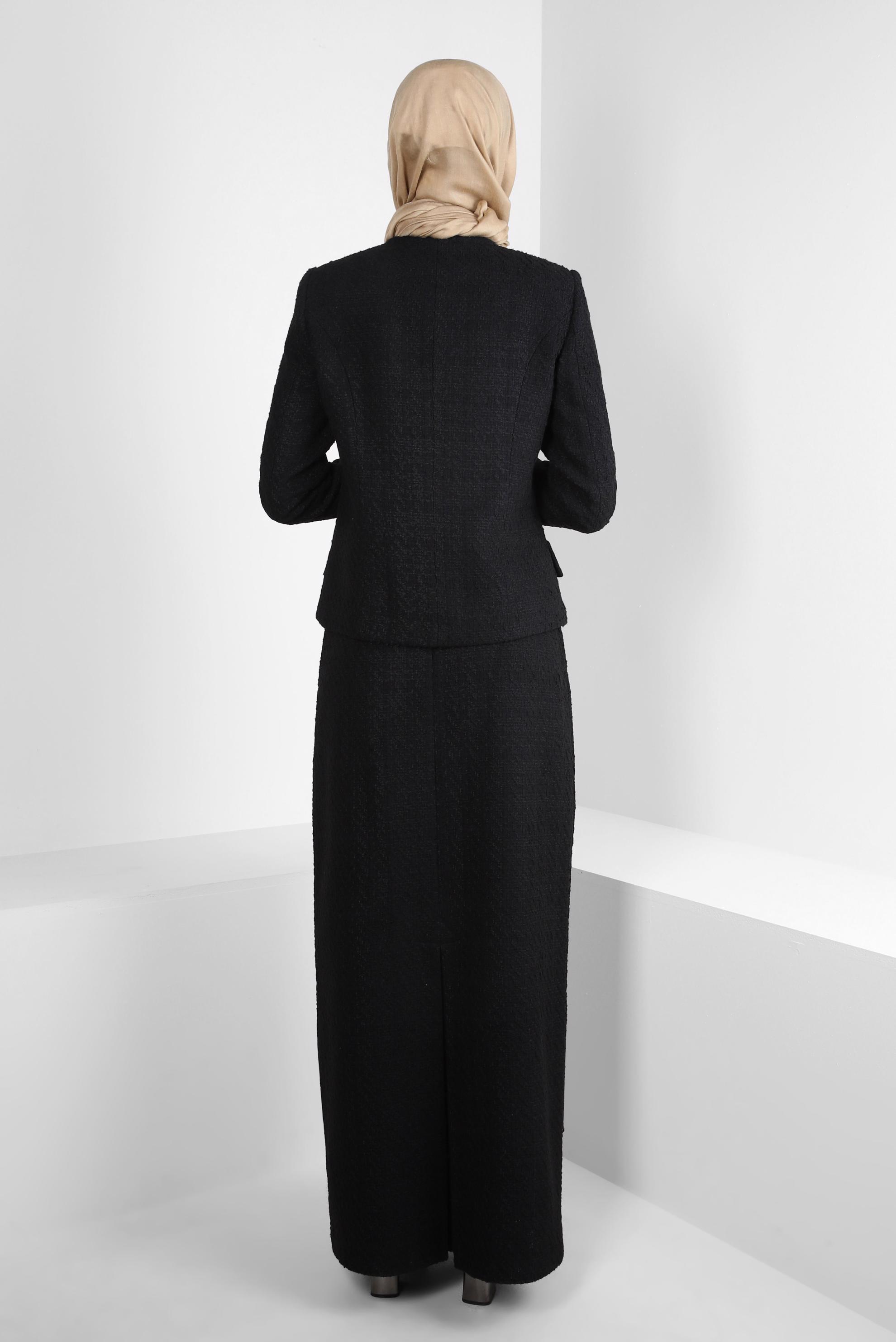 Tesettür giyim SİYAH ETEKLİ TÜVİT TAKIM 30408