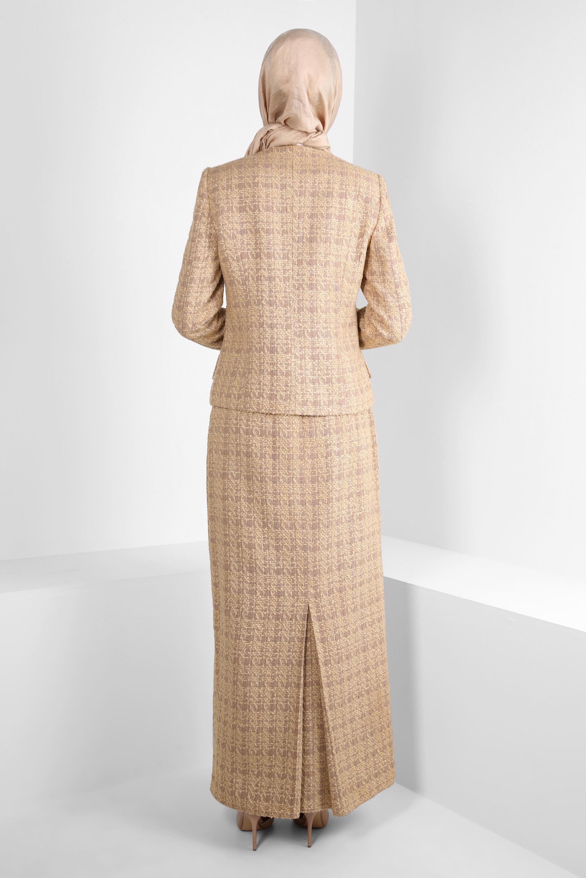 Tesettür giyim KAHVE ETEKLİ TÜVİT TAKIM 30408