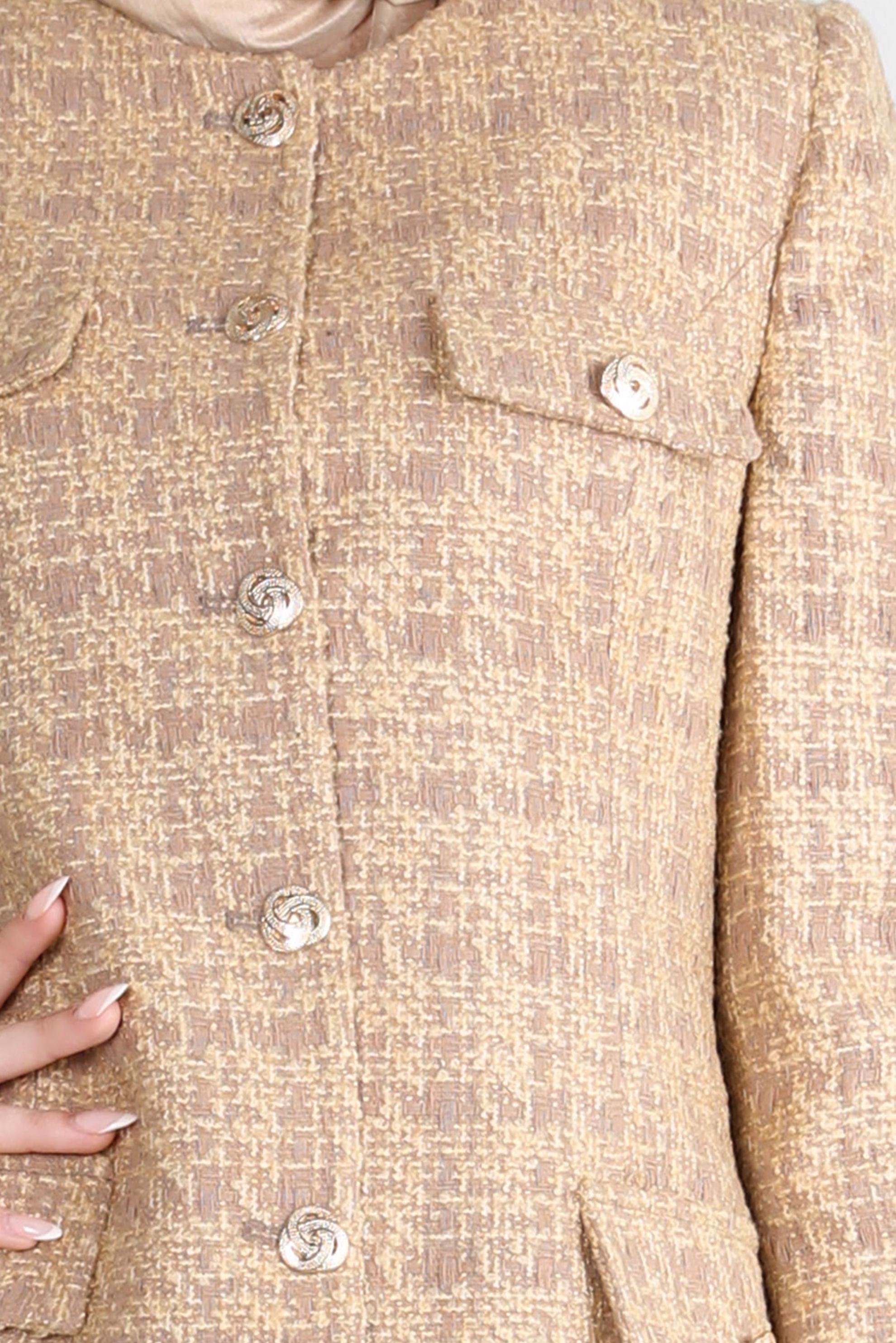 Tesettür giyim KAHVE ETEKLİ TÜVİT TAKIM 30408