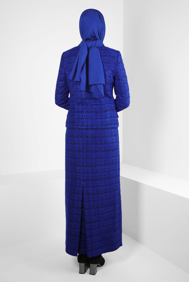 Vêtements hijab BLEU MARINE COSTUME À JUPE EN TWEED 30408 - ALVİNA