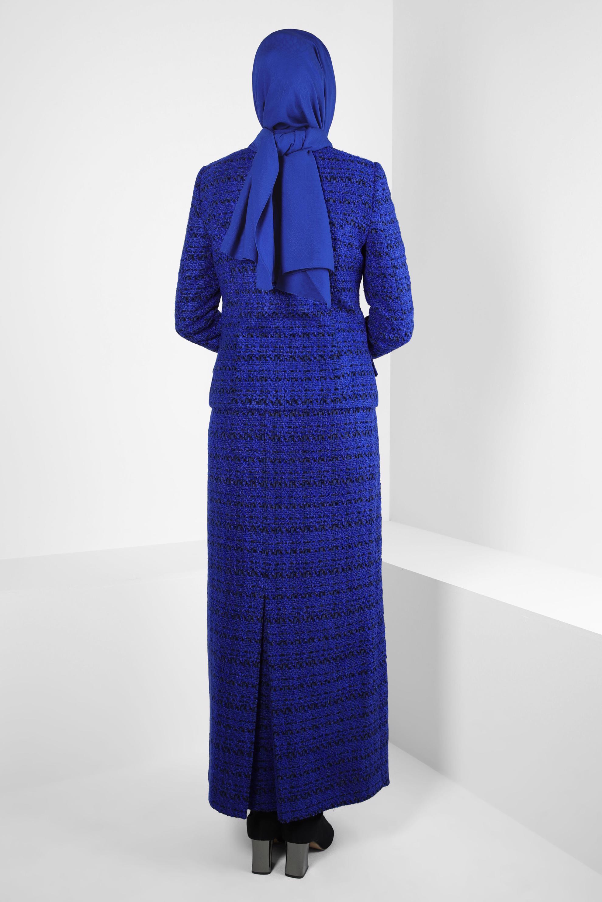Hijab clothing NAVY BLUE TWEED SKIRTED SUIT 30408