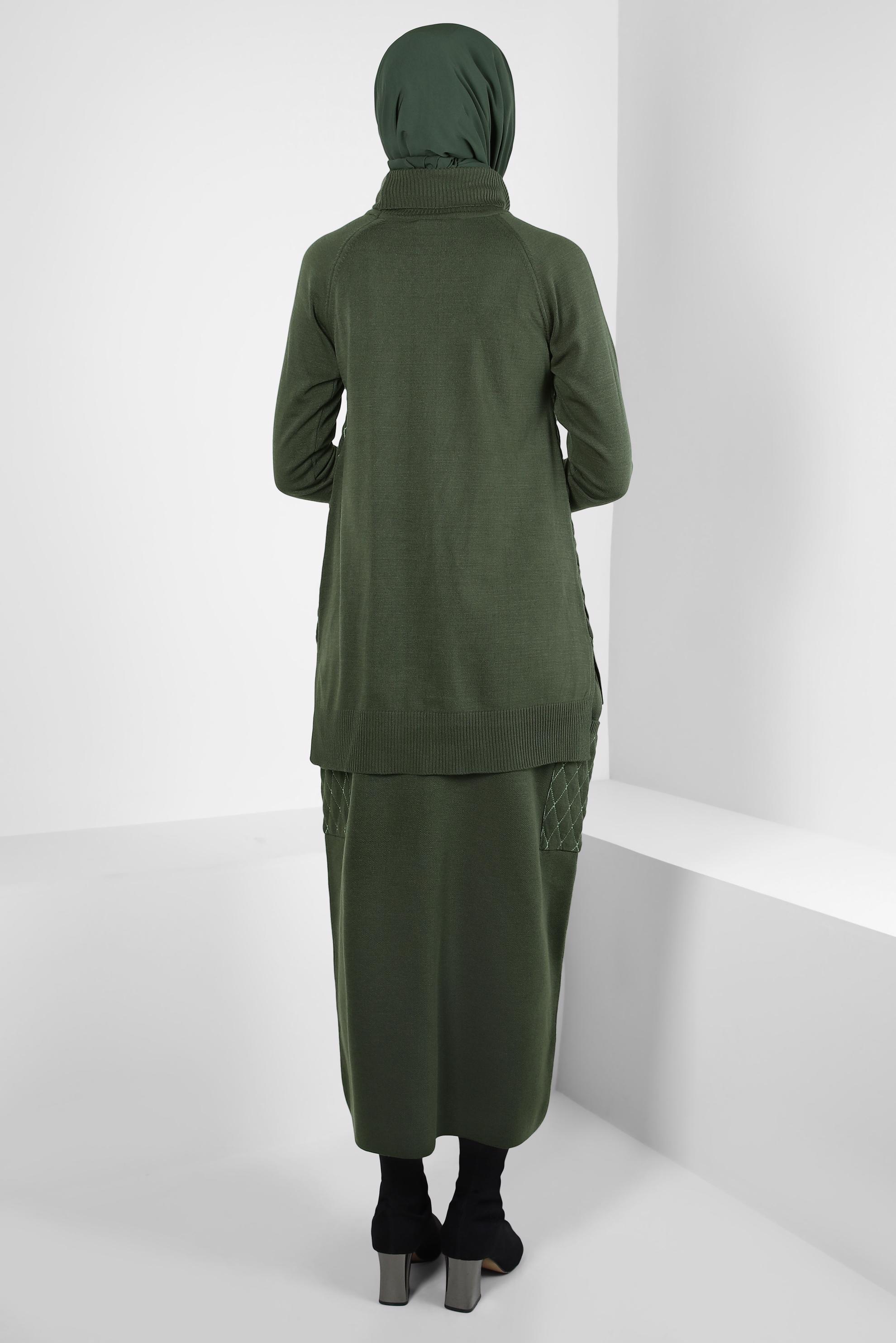 Hijab clothing KHAKI KNITWEAR SKIRTED SUIT 44086