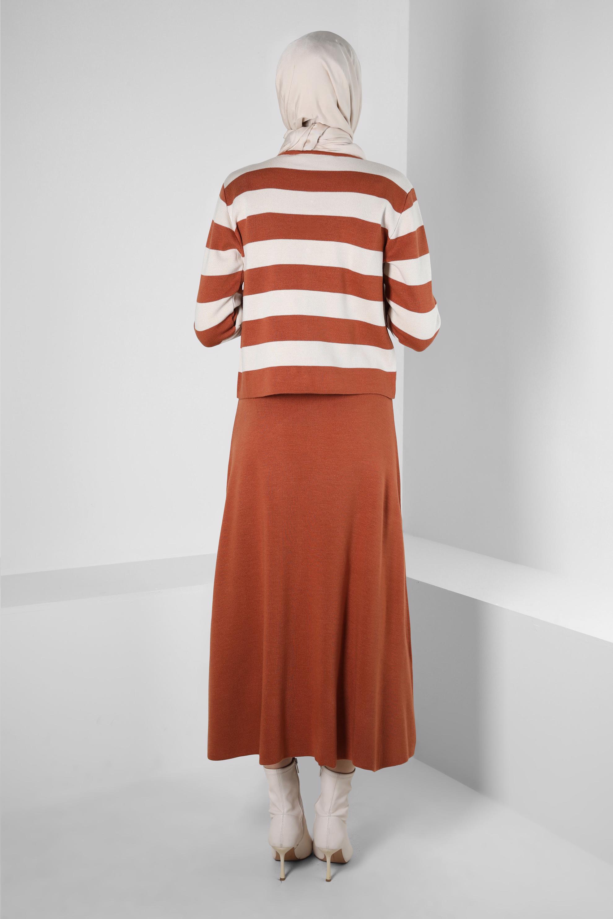 Hijab clothing ORANGE STRIPED SKIRTED SUIT 44088
