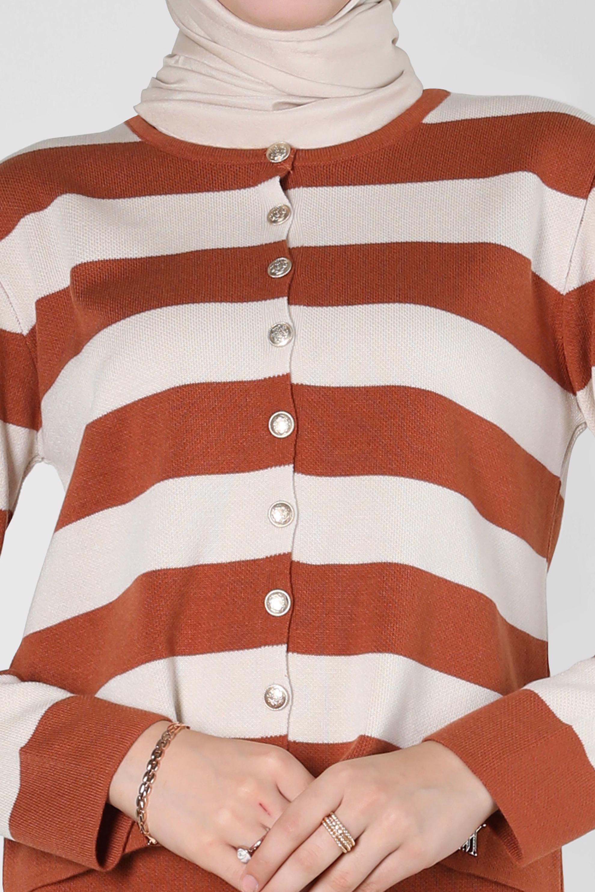 Hijab clothing ORANGE STRIPED SKIRTED SUIT 44088