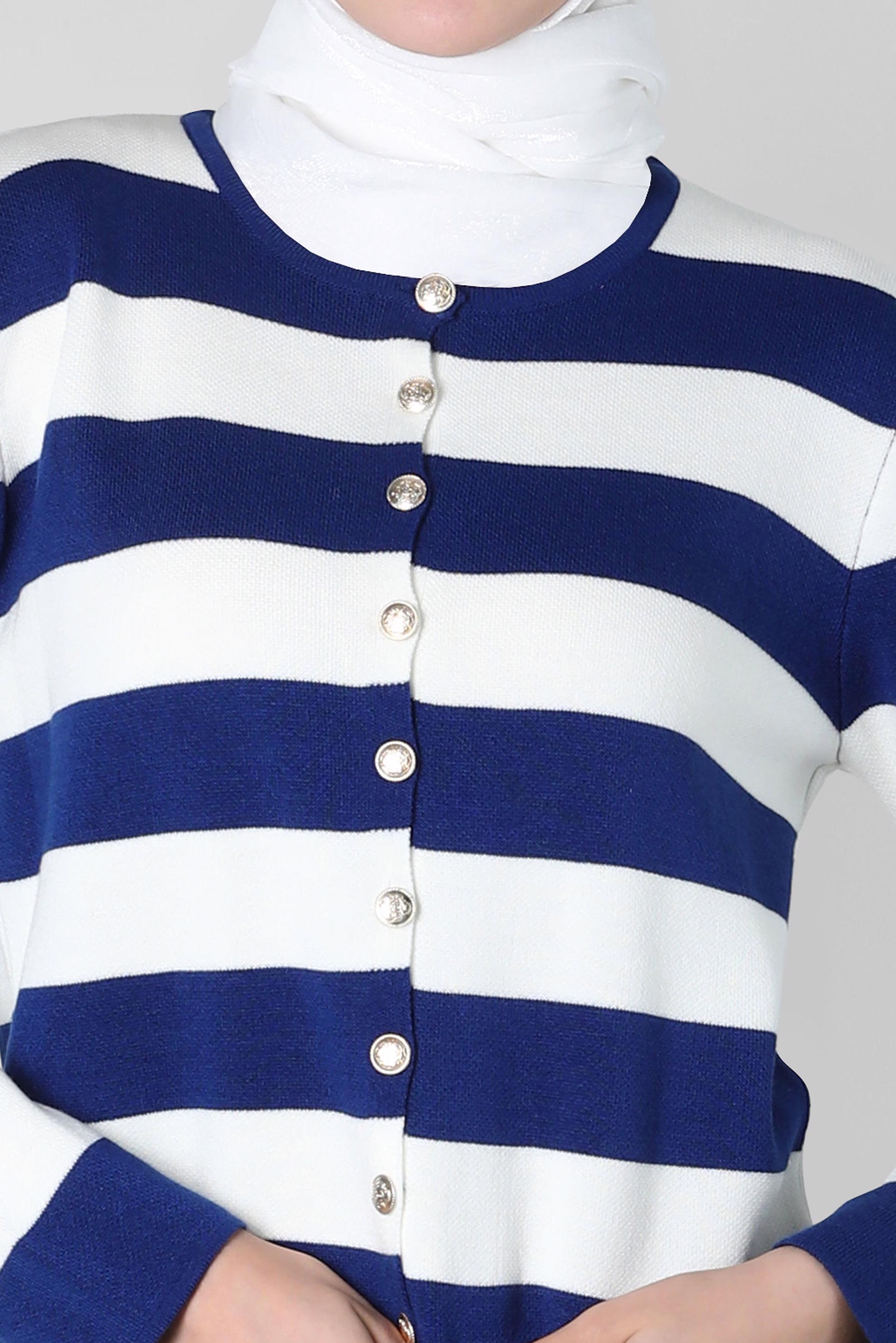 Tesettür giyim MAVİ ÇİZGİLİ TRİKO ETEKLİ TAKIM 44088