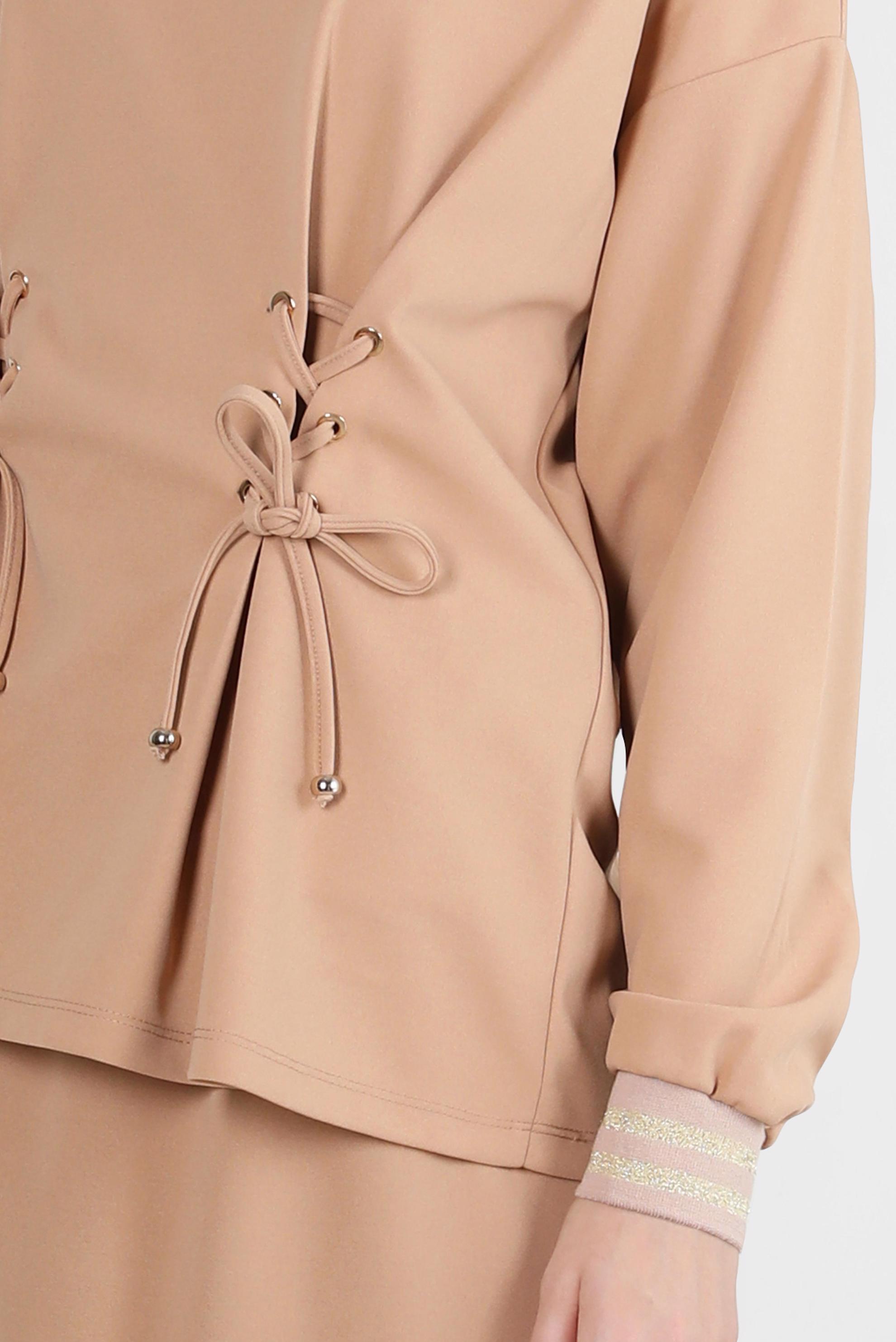 Hijab clothing BROWN EYELET DETAIL SKIRTED SUIT 44158