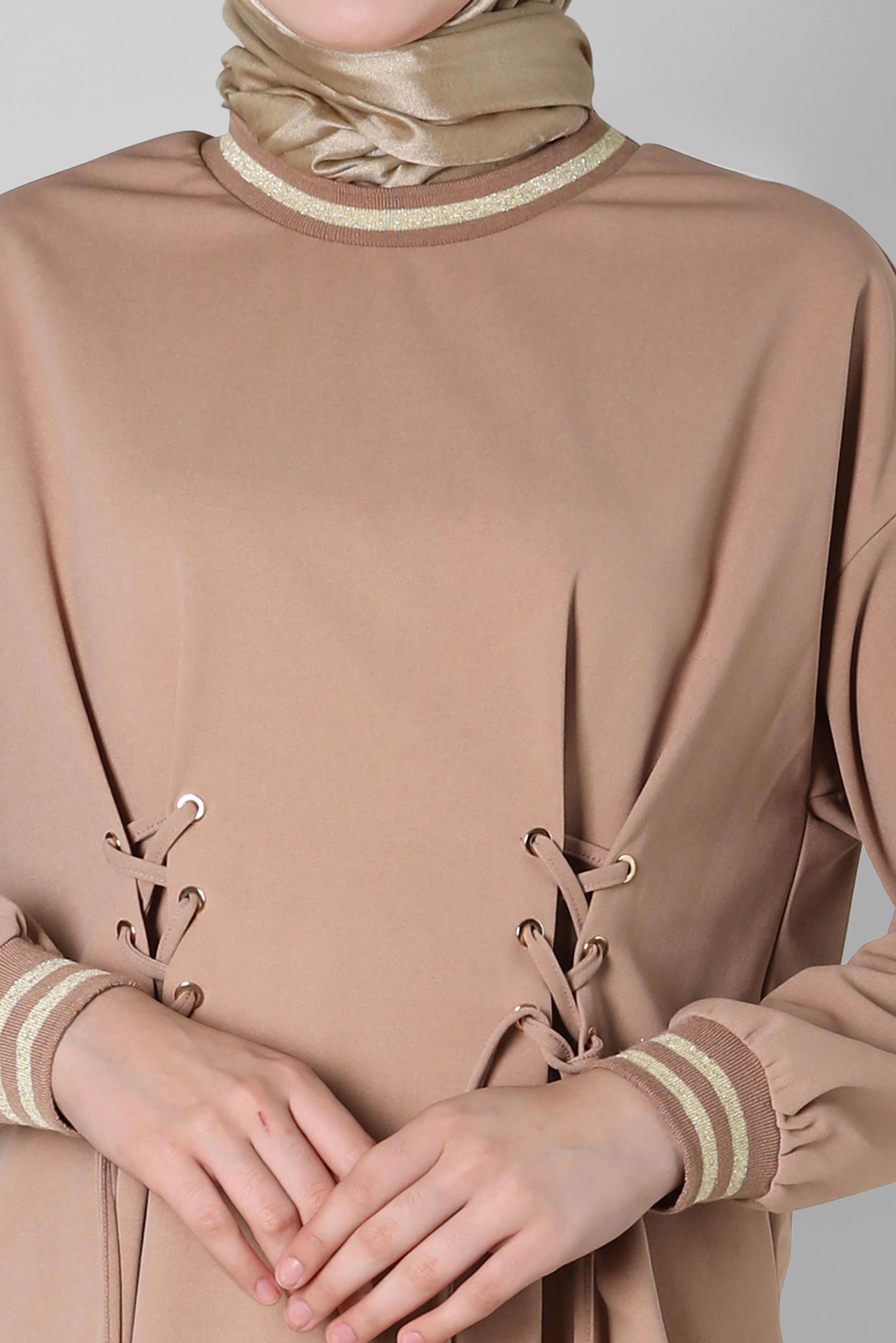 Hijab clothing BEIGE EYELET DETAIL SKIRTED SUIT 44158