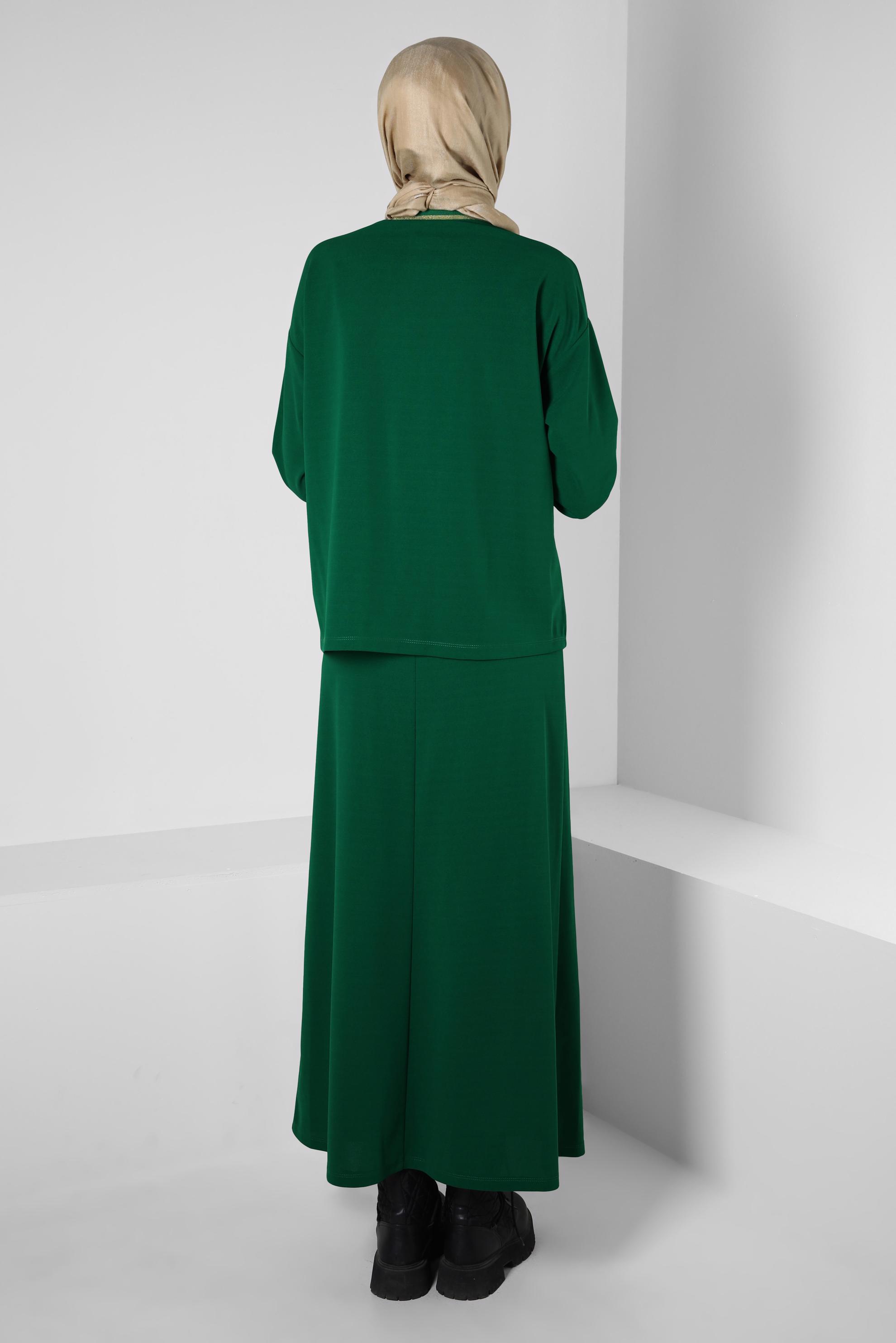 Hijab clothing GREEN EYELET DETAIL SKIRTED SUIT 44158