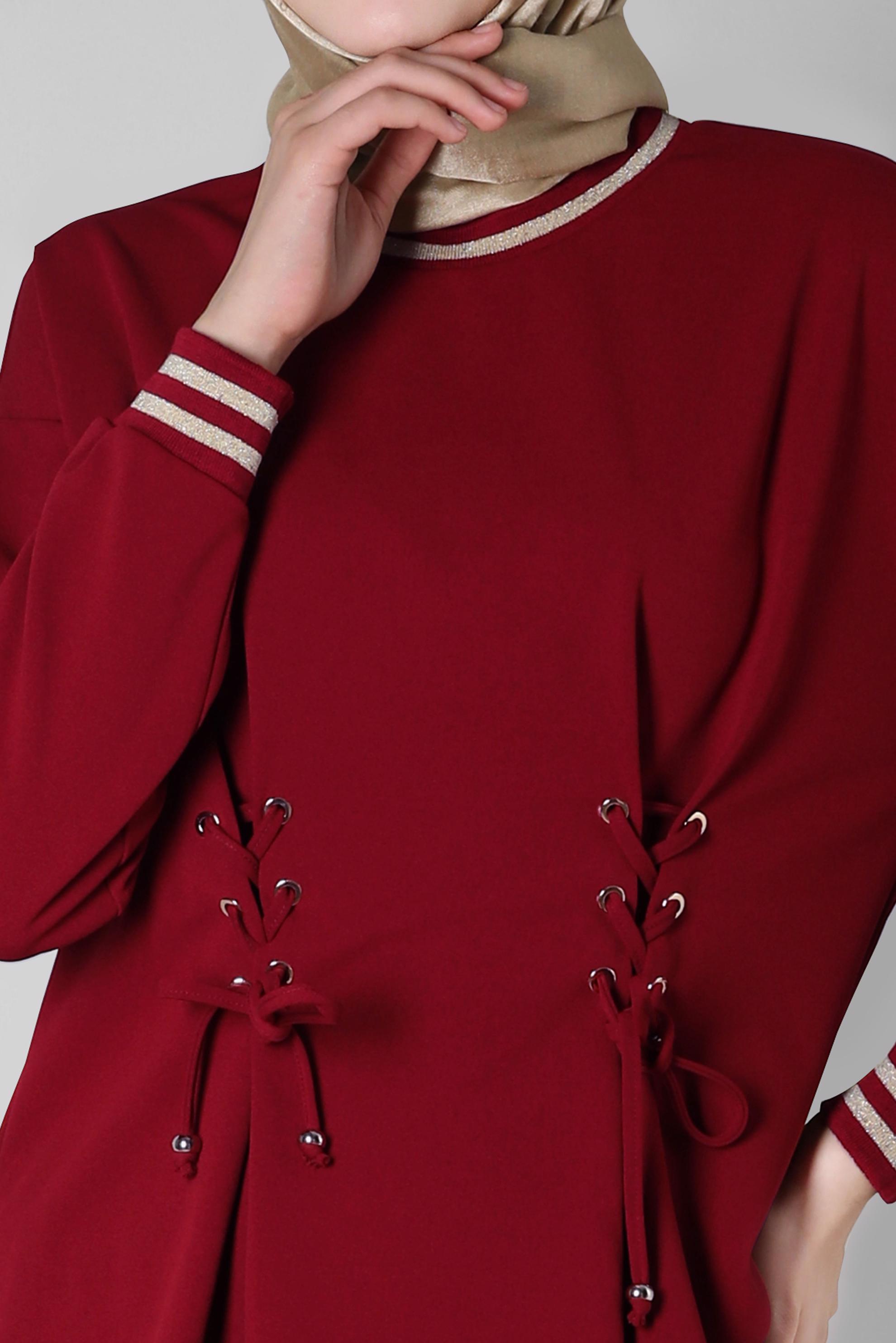 Hijab clothing RED EYELET DETAIL SKIRTED SUIT 44158