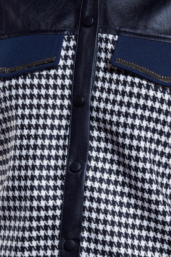 Vêtements hijab BLEU MARINE COSTUME À JUPE TEXTURÉ PIED DE POULE 44184 - ALVİNA