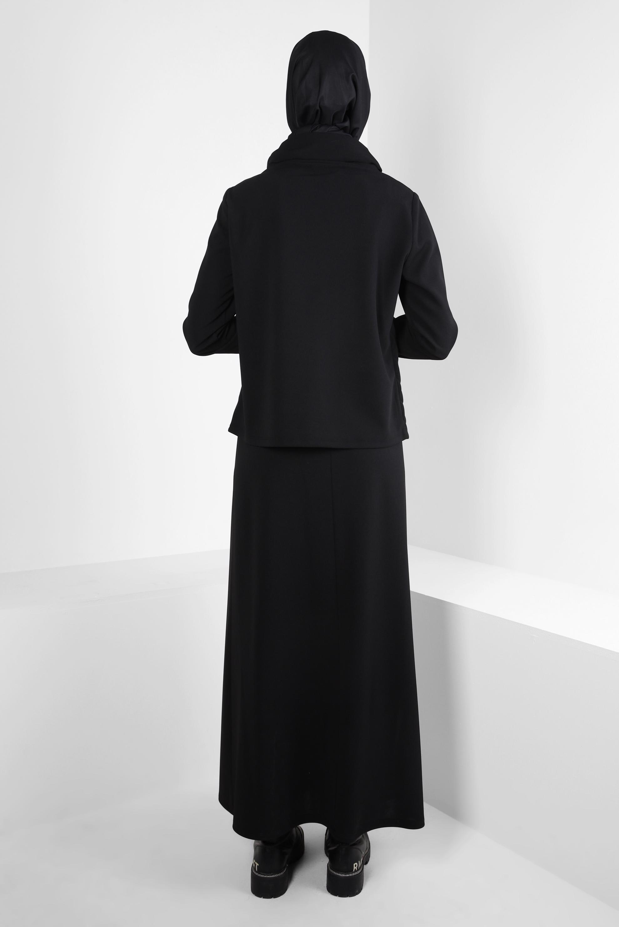 Vêtements hijab NOIR COSTUME JUPE À COL SMOCKING 44193