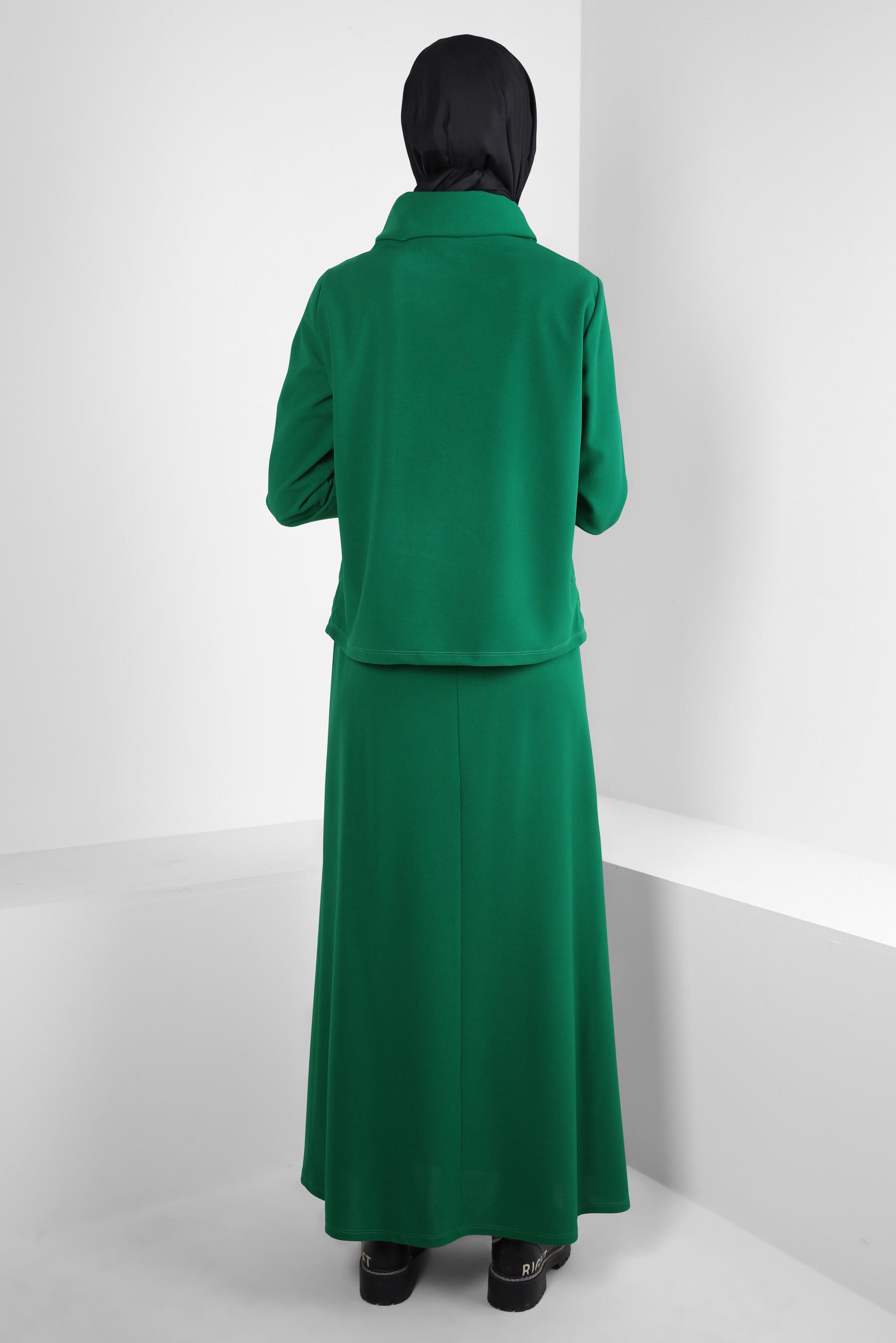 Vêtements hijab VERT COSTUME JUPE À COL SMOCKING 44193