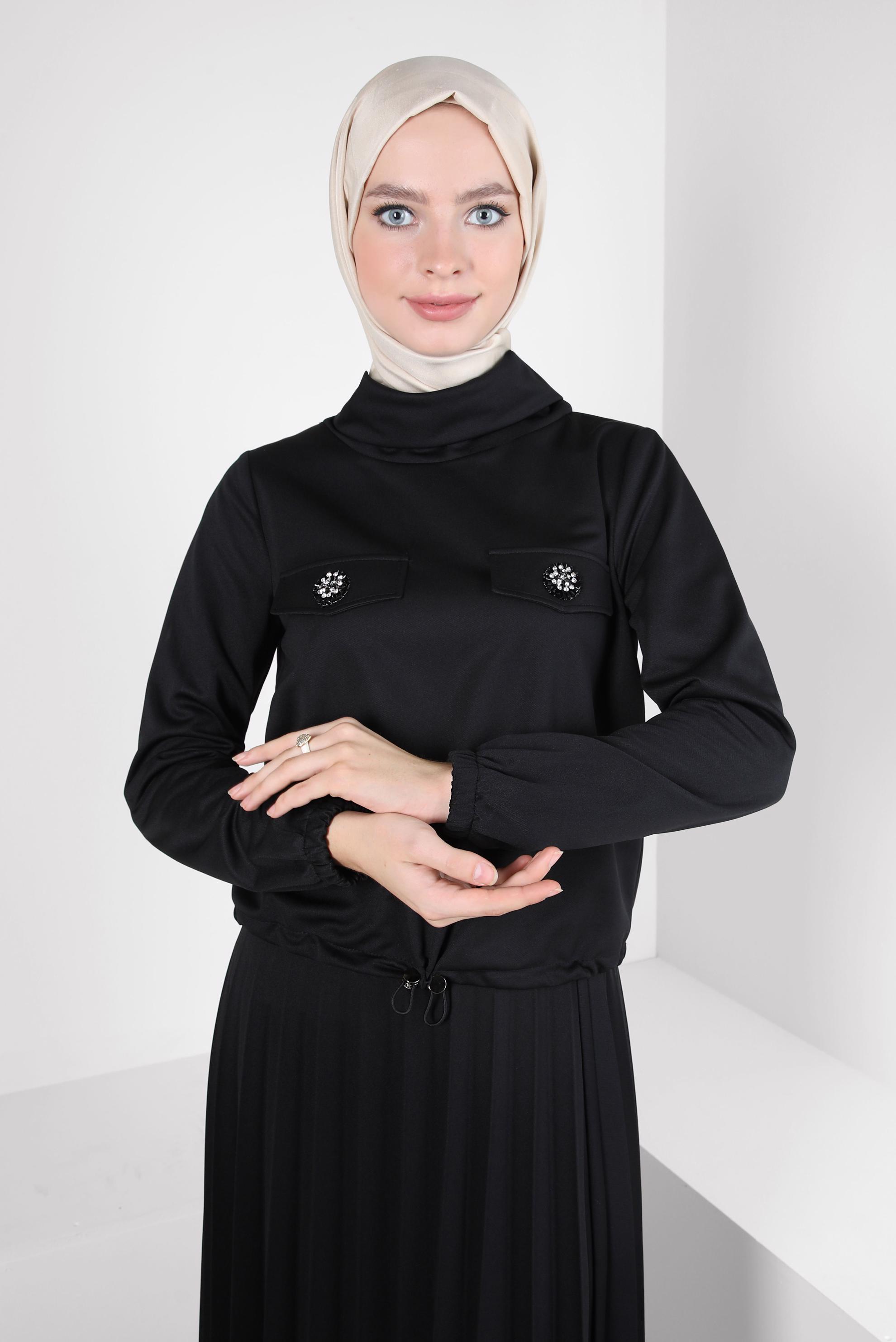 Hijab clothing BLACK PLEATED SKIRTED SUIT 44224