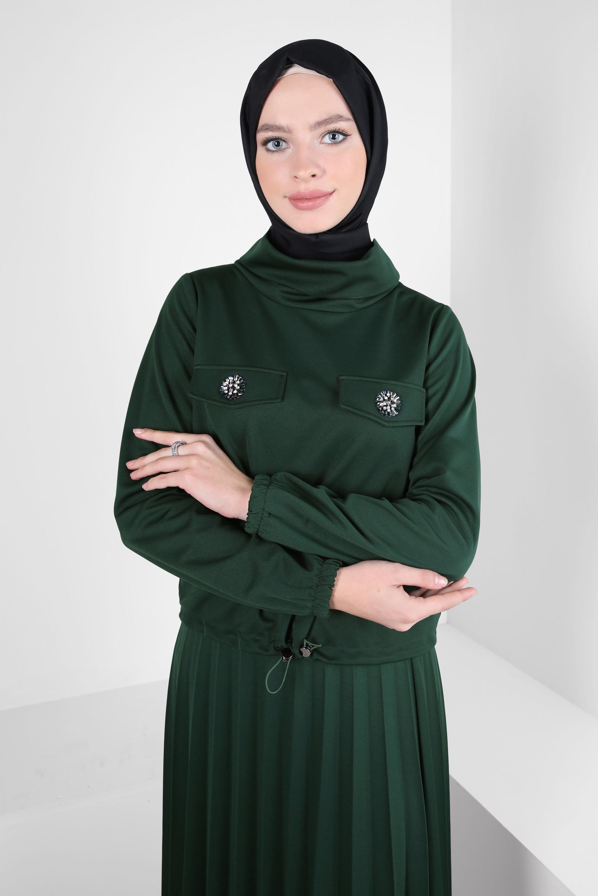 Hijab clothing GREEN PLEATED SKIRTED SUIT 44224