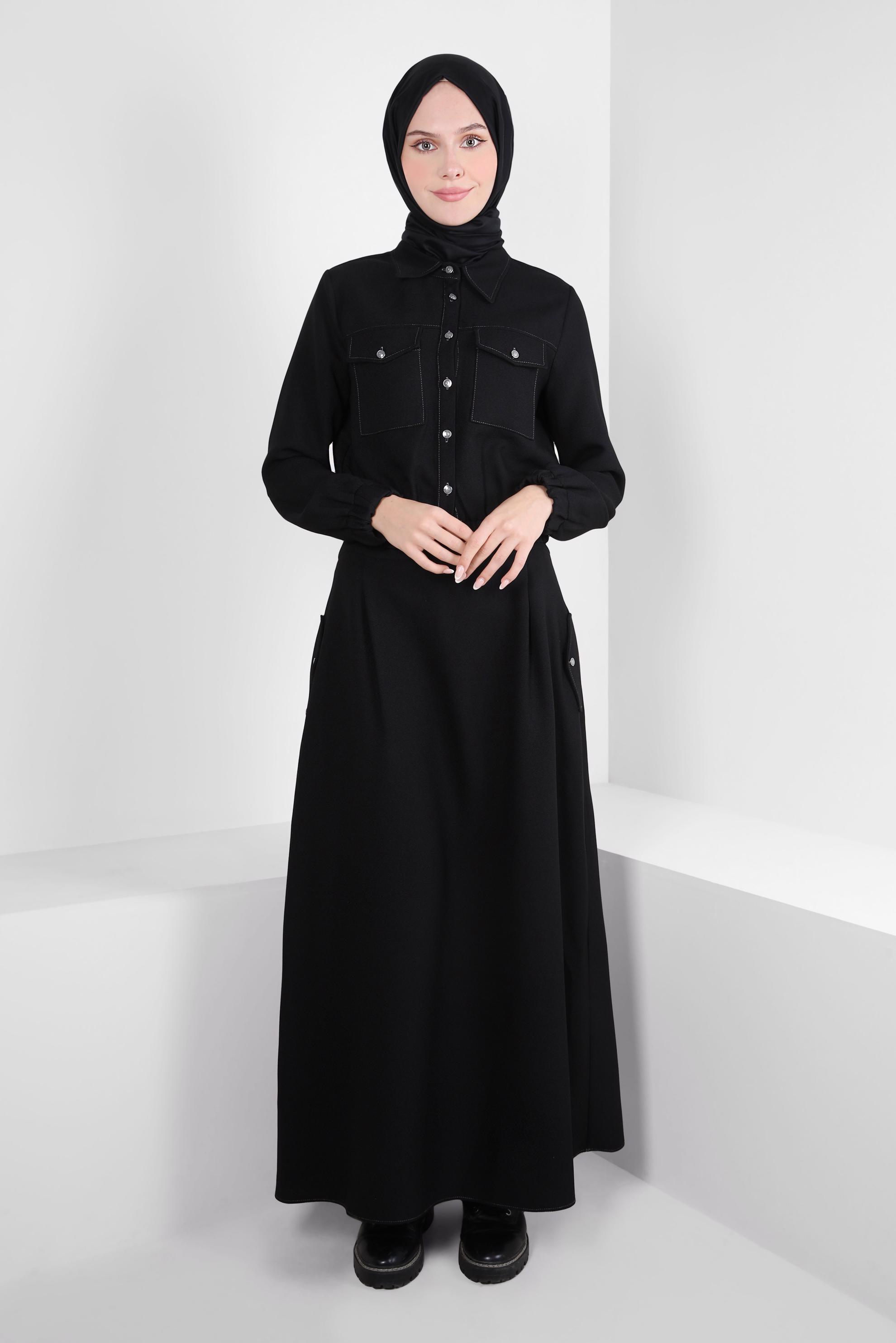Vêtements hijab NOIR COSTUME JUPE BOUTONNÉ 44227