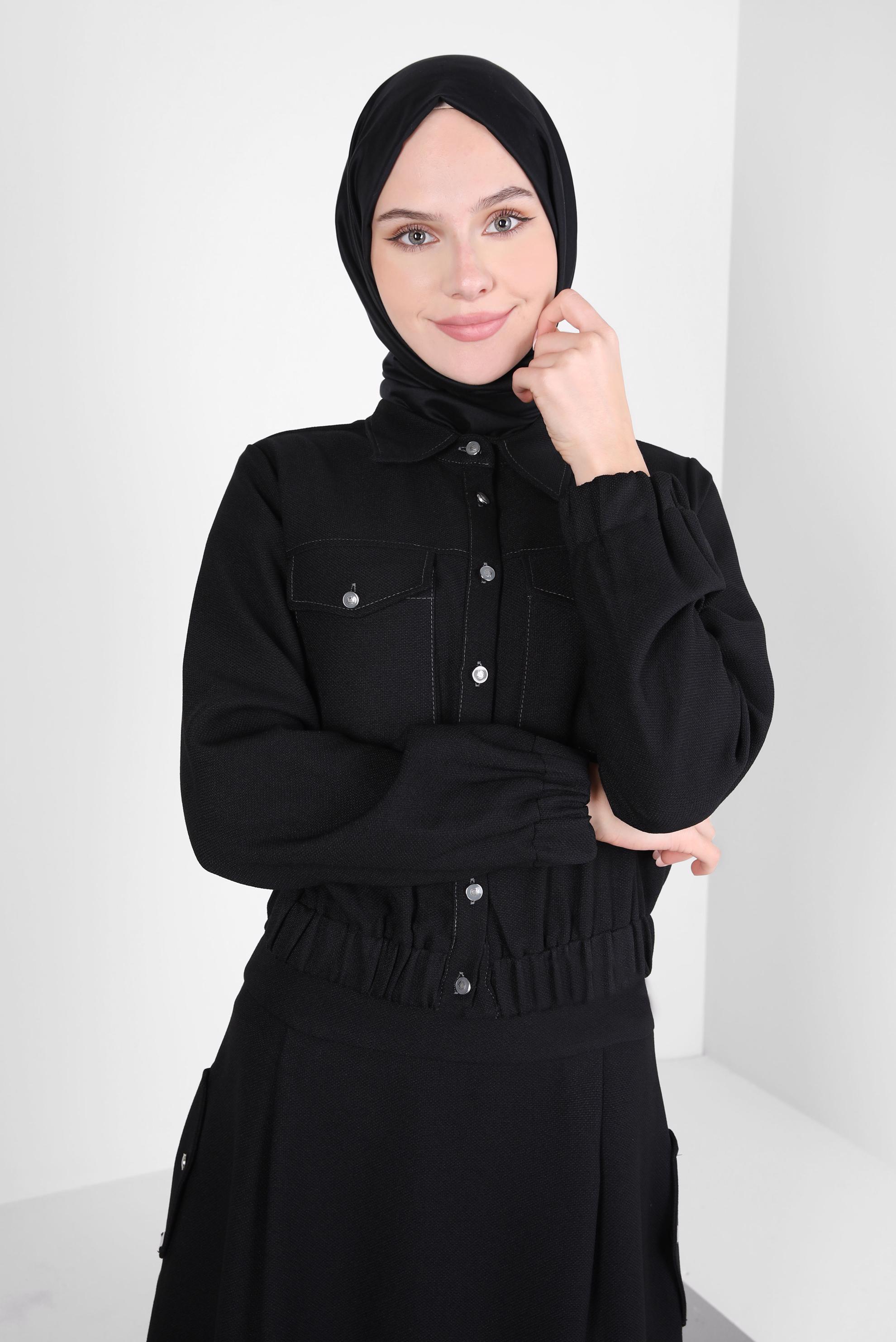 Vêtements hijab NOIR COSTUME JUPE BOUTONNÉ 44227