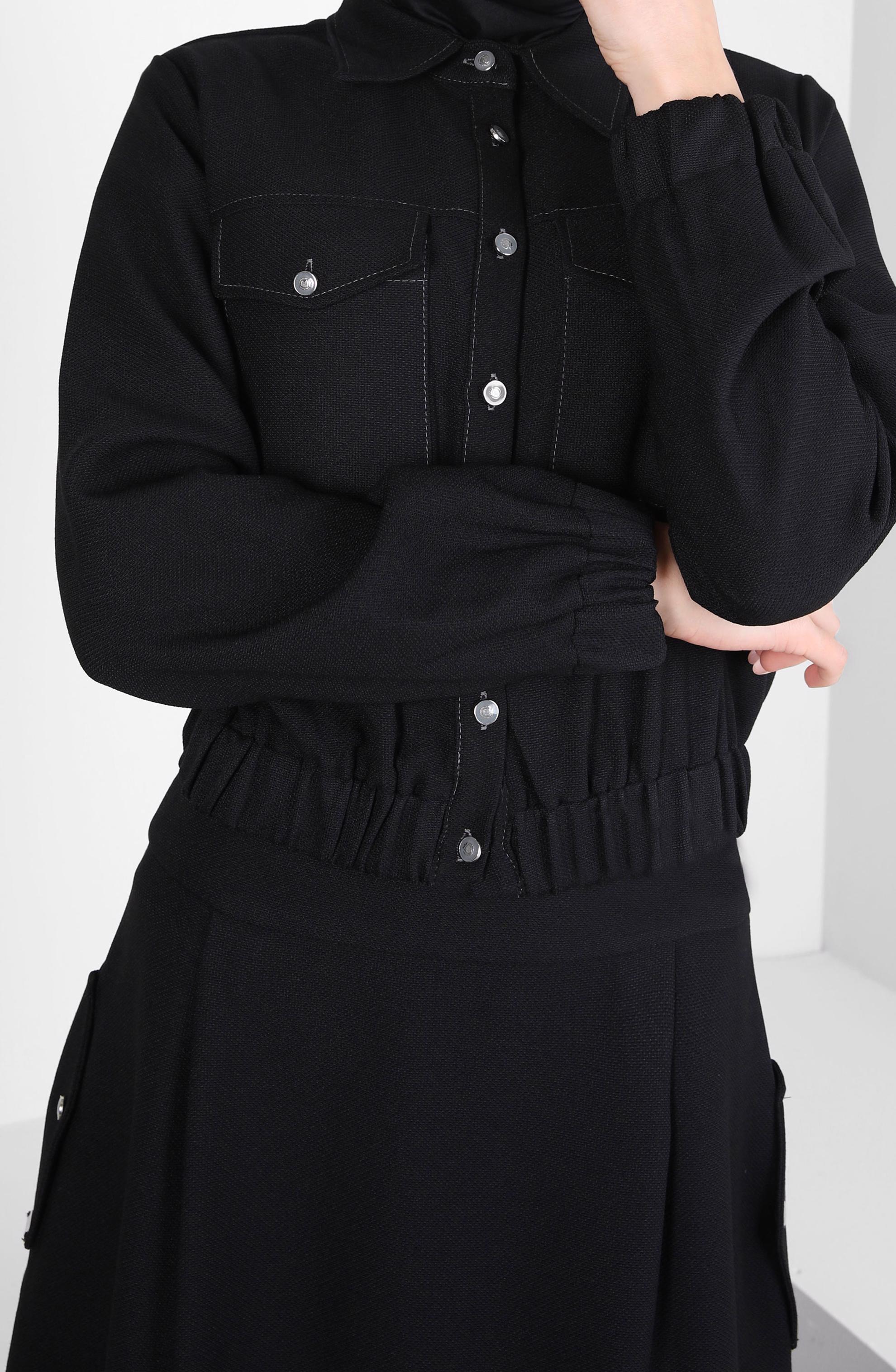 Vêtements hijab NOIR COSTUME JUPE BOUTONNÉ 44227