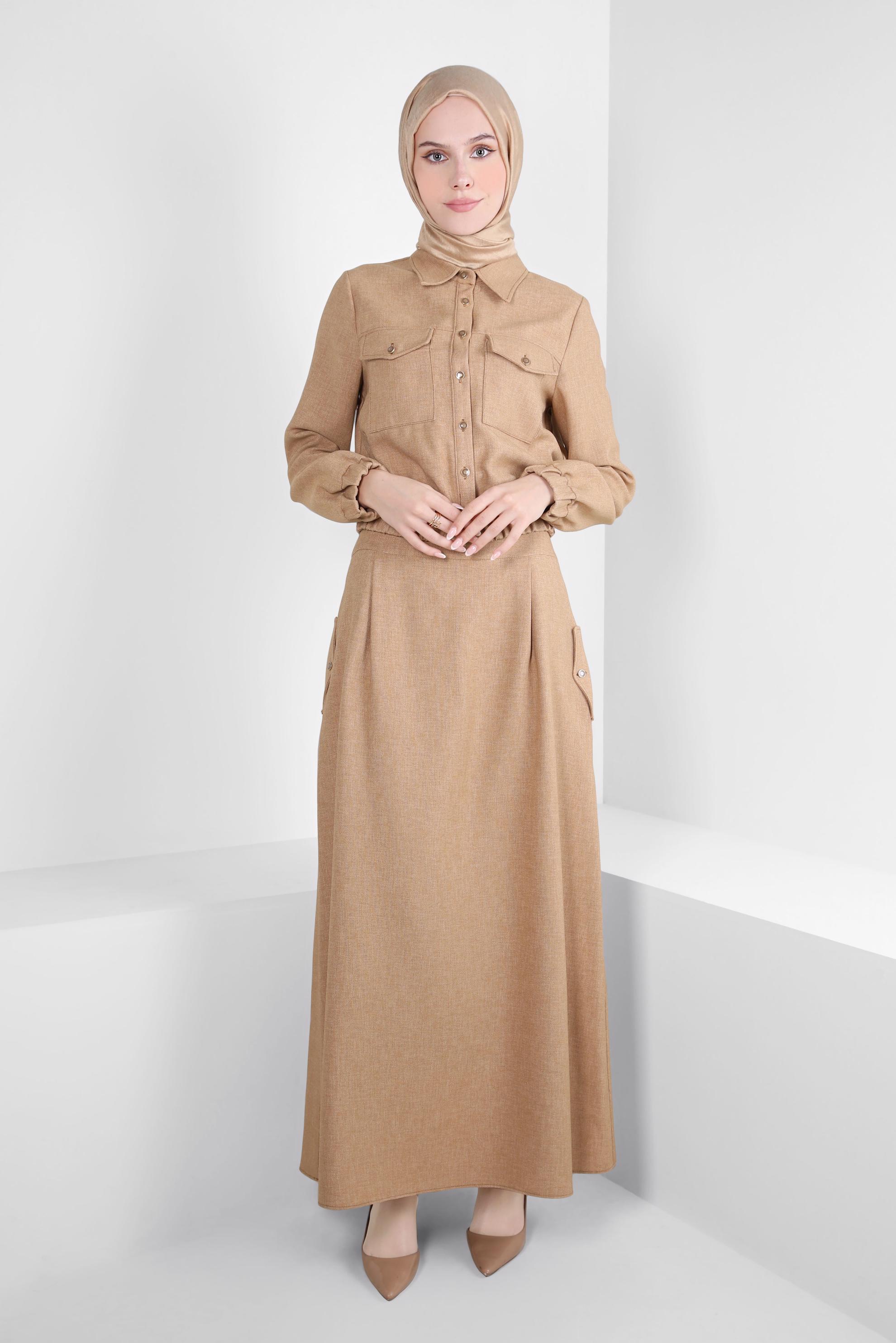 Vêtements hijab BRUN COSTUME JUPE BOUTONNÉ 44227