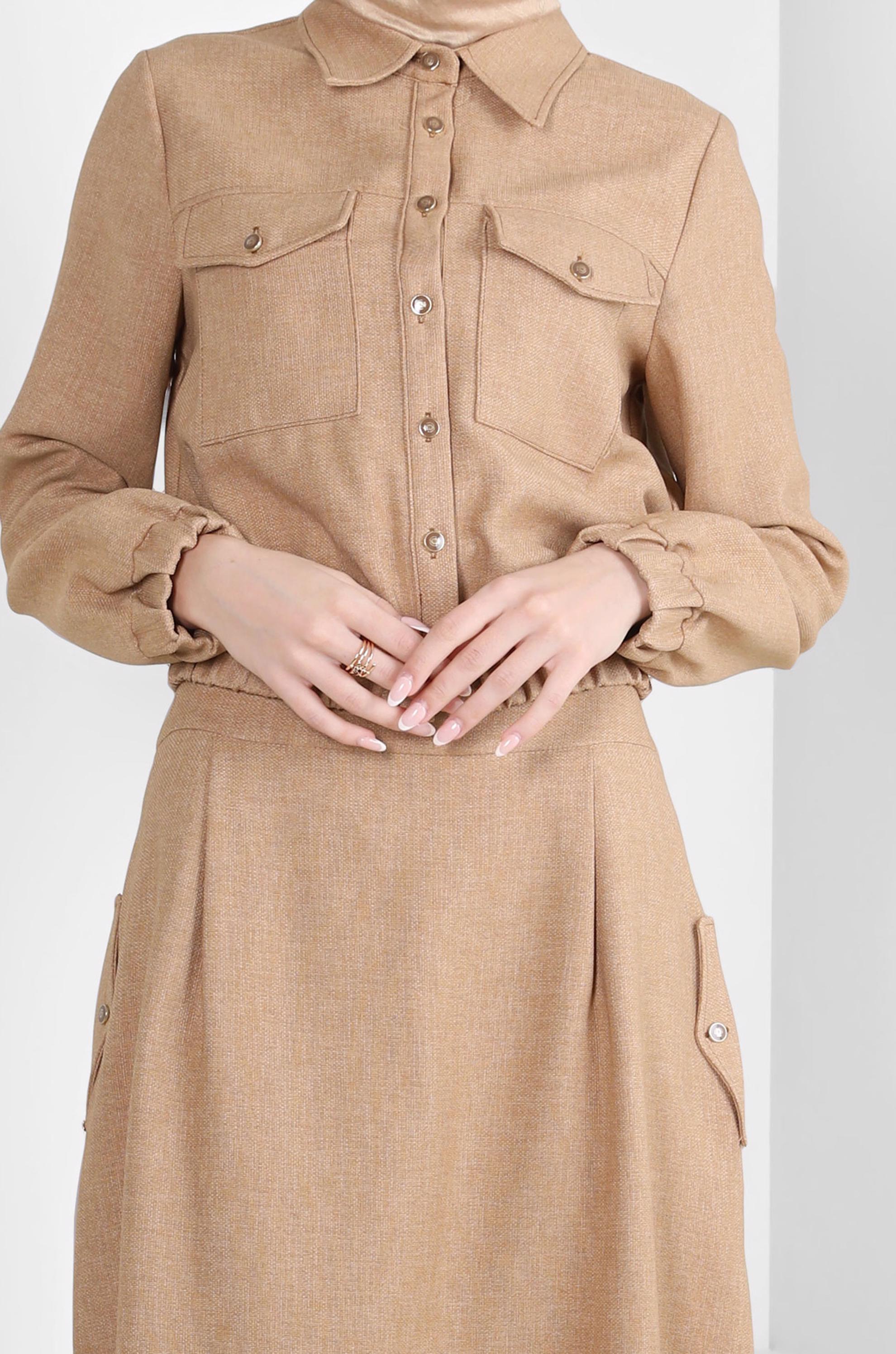 Vêtements hijab BRUN COSTUME JUPE BOUTONNÉ 44227