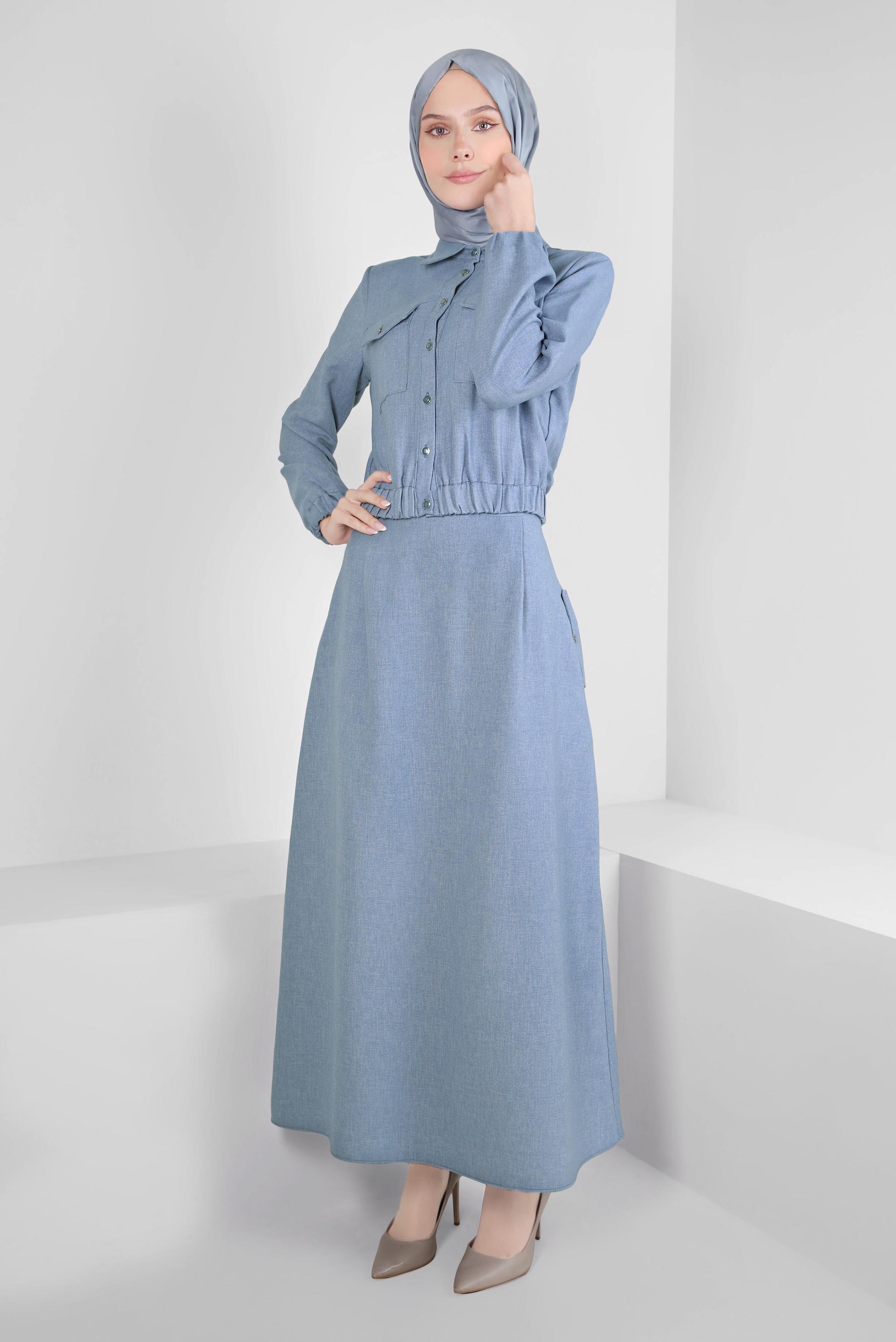 Vêtements hijab BLEU MARINE COSTUME JUPE BOUTONNÉ 44227