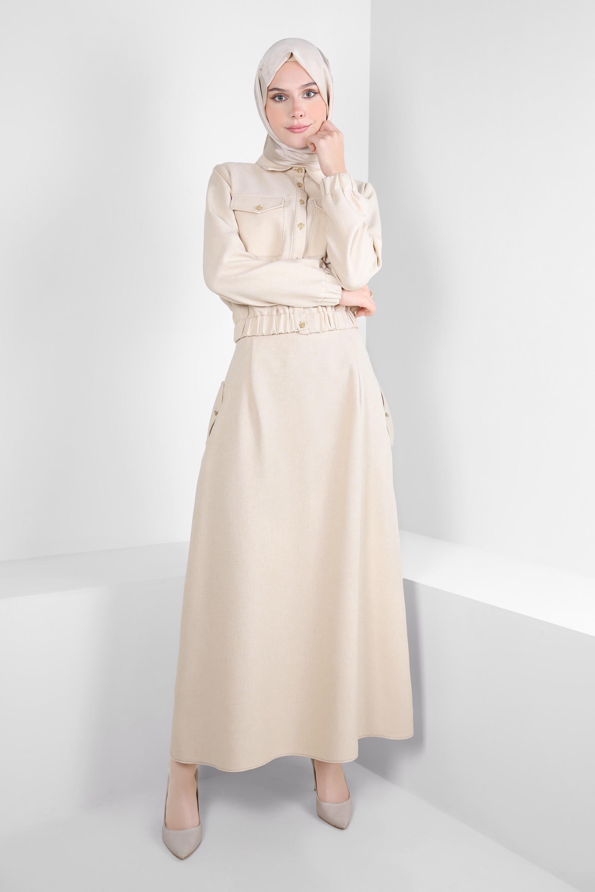 Vêtements hijab BEIGE COSTUME JUPE BOUTONNÉ 44227